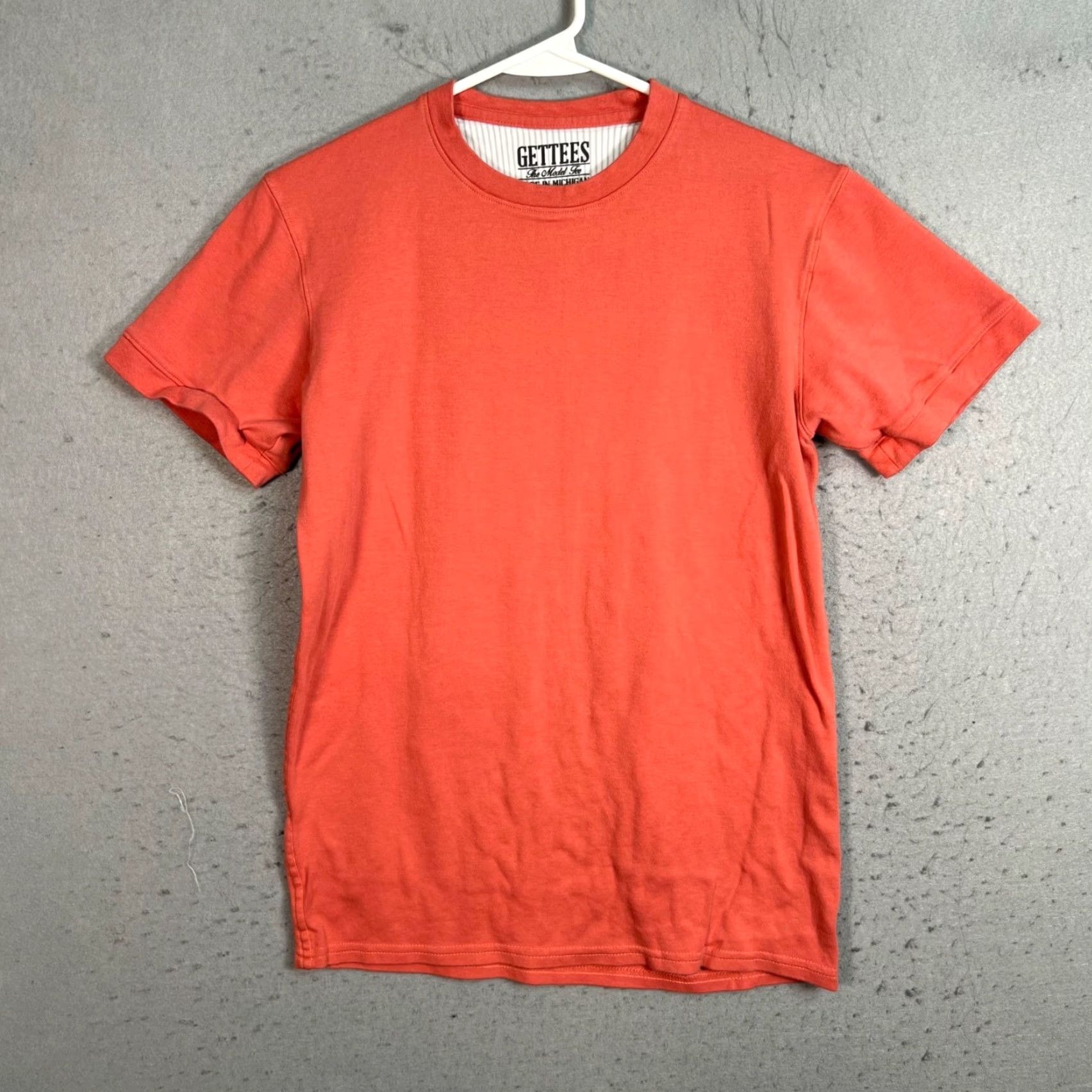 Vintage Gettees Mens Small Coral Red Crewneck Short Sleeve Supima Cotton T Shirt Size US S / EU 44-46 / 1 - 2 Thumbnail
