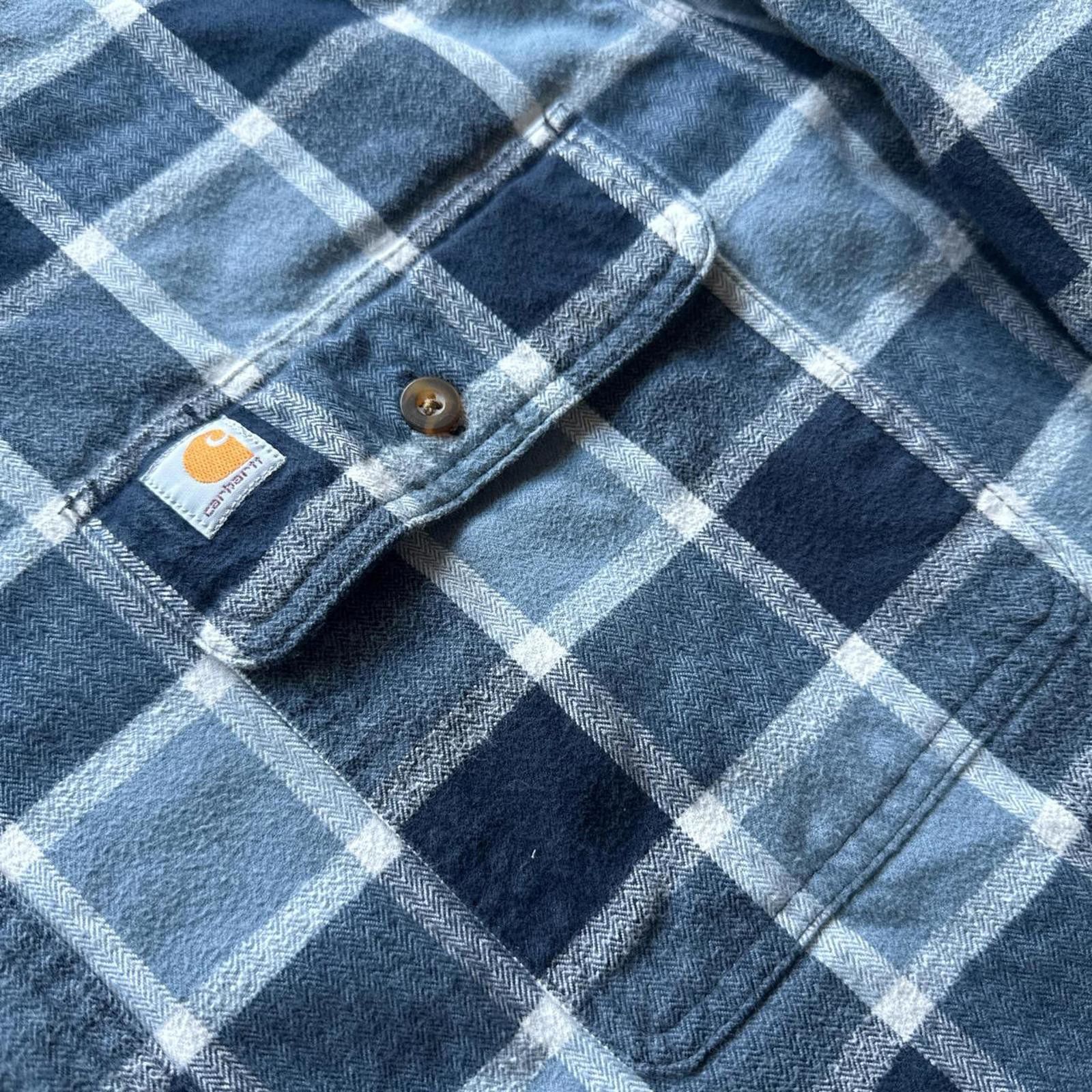 Carhartt Carhartt Blue & White Vintage Plaid Flannel Shirt Flannel Size US XXL / EU 58 / 5 - 5 Thumbnail