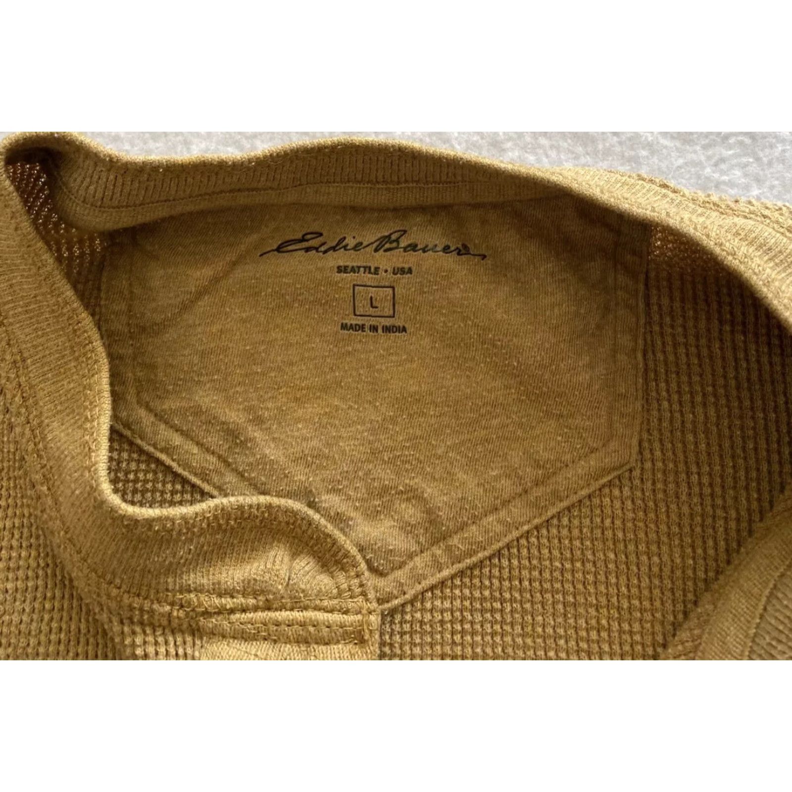 Eddie Bauer Eddie Bauer Thermal Shirt Mens L Brown Long Sleeve Knit Henley Logo Solid Regular Fit Machine Washable Top Tee Size US L / EU 52-54 / 3 - 3 Thumbnail