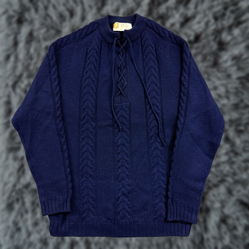 Vintage VINTAGE White Stag Sweater Womens Medium Blue 80s Cable Knit Wool Blend Preppy Size M / US 6-8 / IT 42-44 - 1 Thumbnail