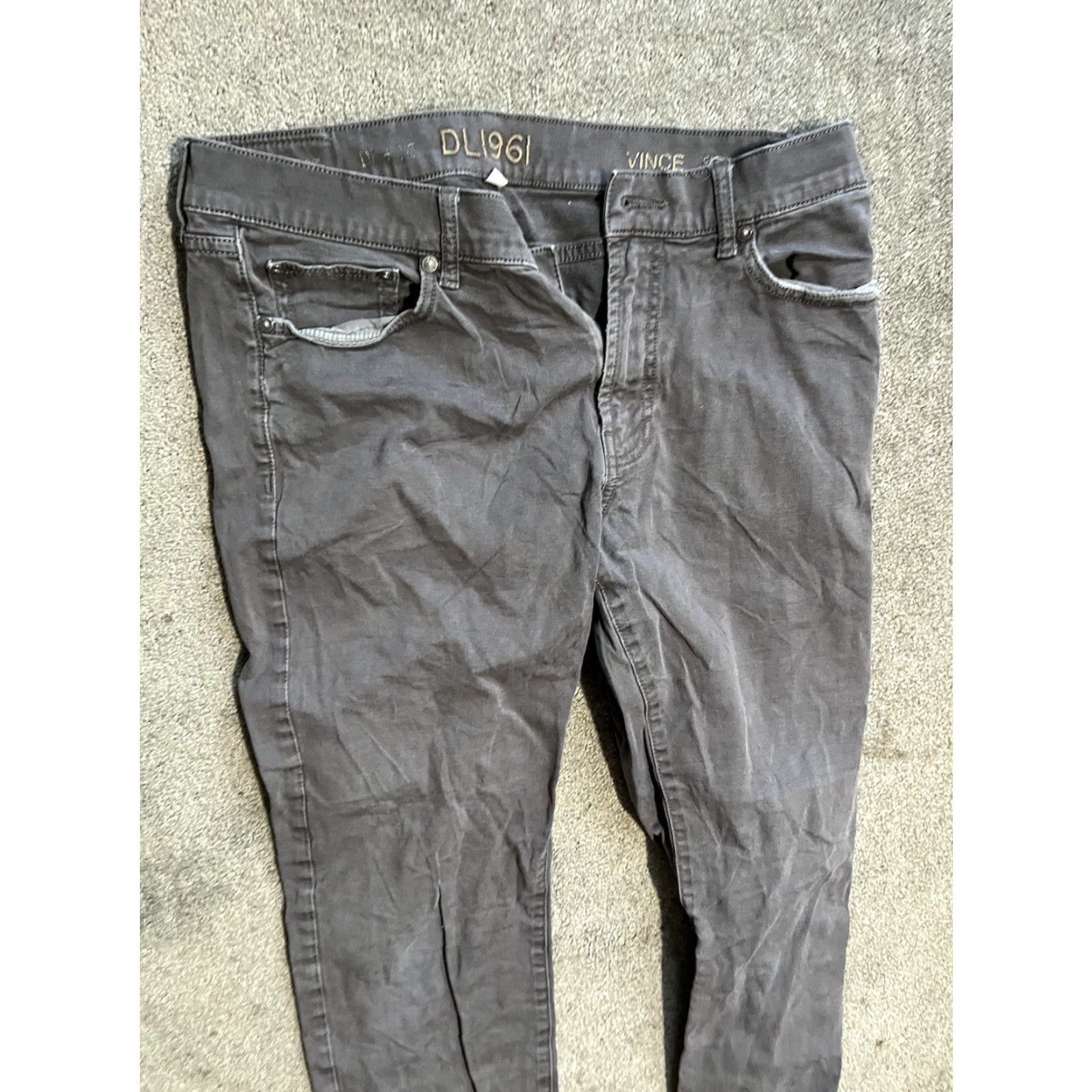 DL1961 DL1961 Vince Jeans Mens 33 Birch Gray Stretch 5 Pocket Straight Casual Modern Denim Black/Gray Size US 33 - 3 Thumbnail