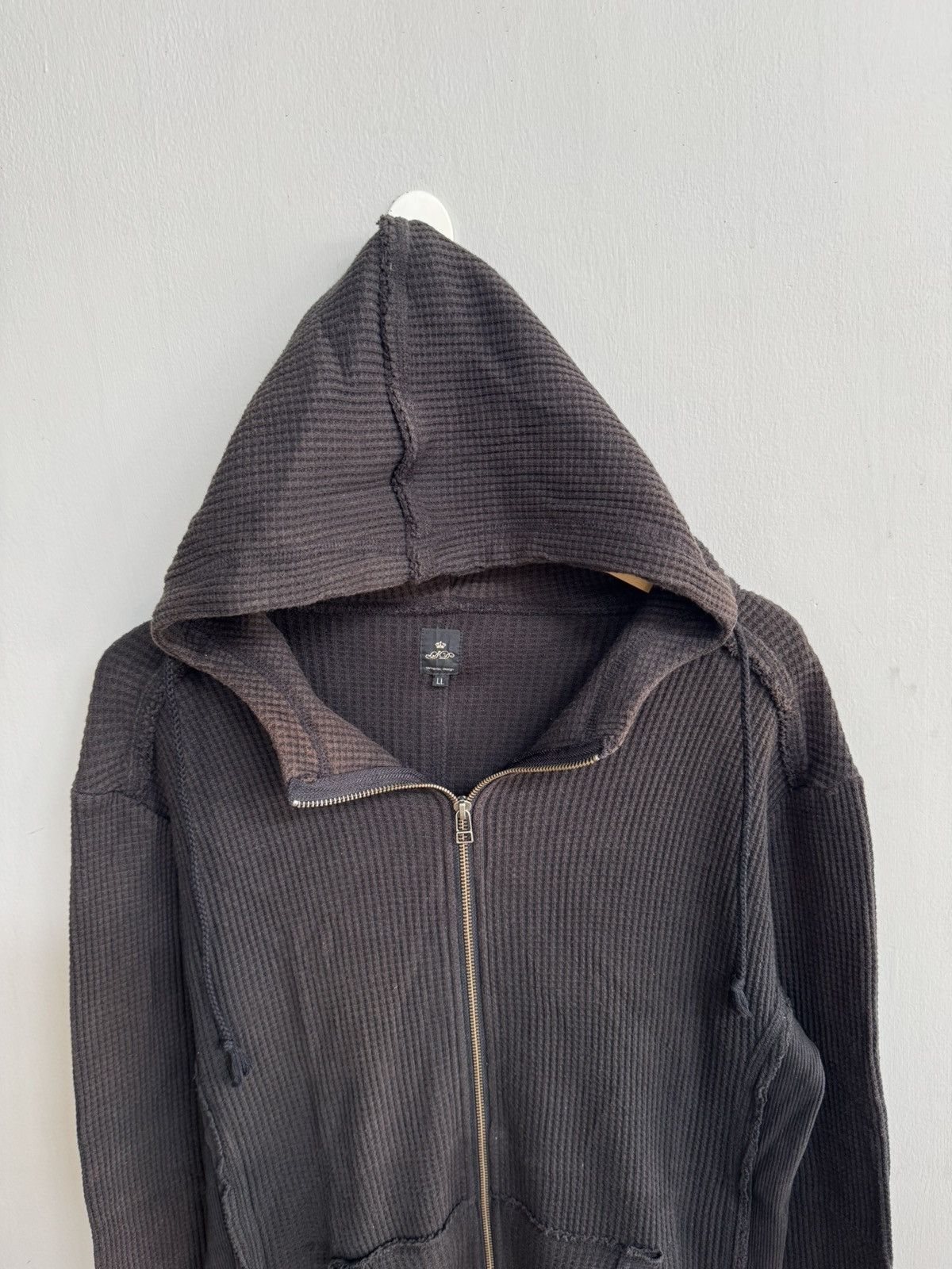 semanticdesign BLACK THERMAL WAFFLE-KNIT ZIP UP HOODIE BY SEMANTIC DESIGN Size US L / EU 52-54 / 3 - 2 Thumbnail