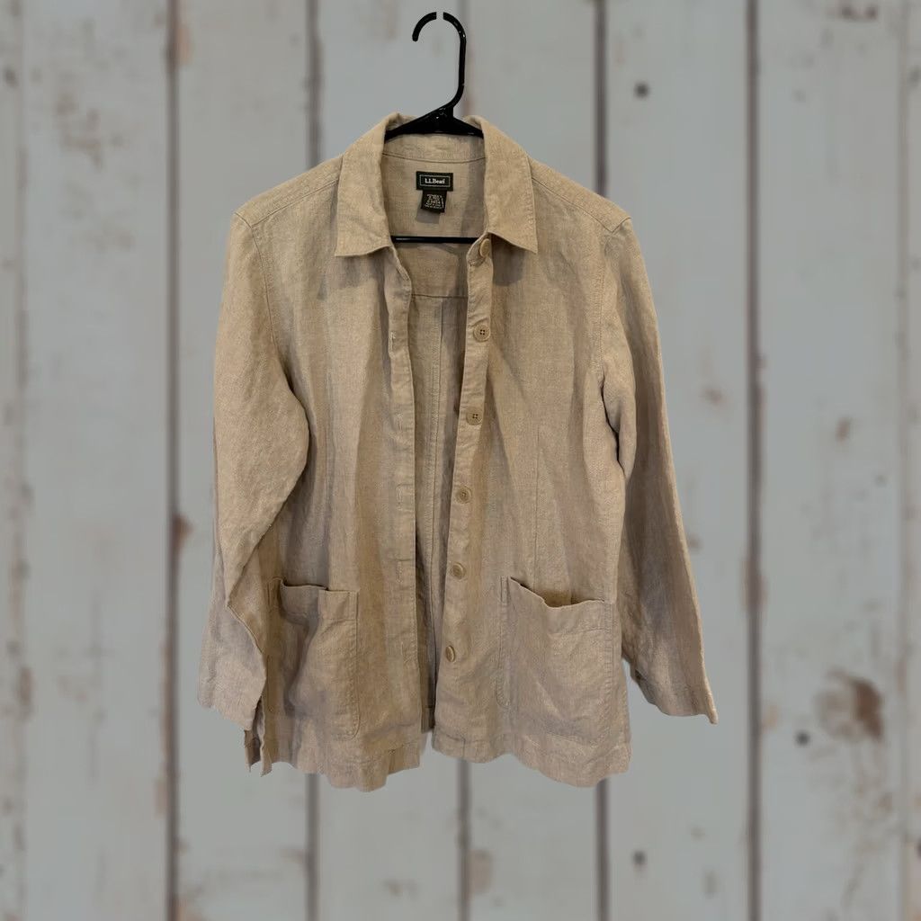 Vintage L.L.Bean Jacket Women Size 8 Linen Beige Oatmeal 100% Linen Utility Regular Basic Jacket Womens Size M / US 6-8 / IT 42-44 - 1 Thumbnail