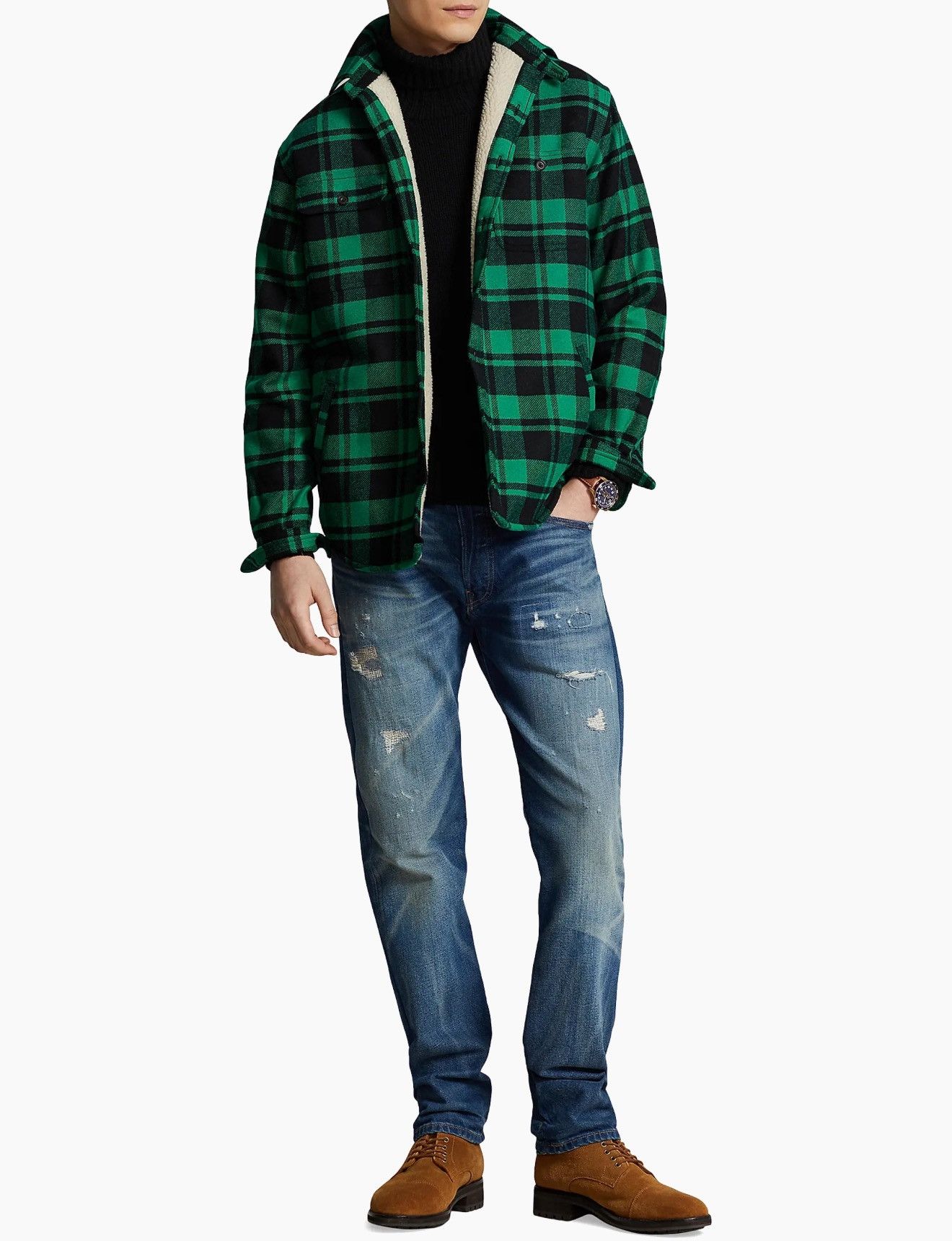 Polo Ralph Lauren Polo Ralph Lauren Fleece-Lined Green Plaid Shirt Jacket XL Size US XL / EU 56 / 4 - 2 Thumbnail
