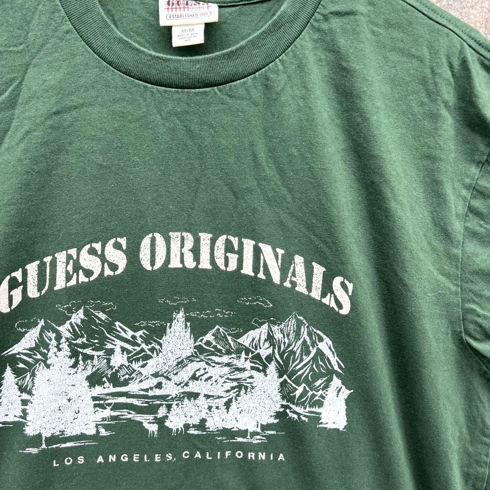 Guess VINTAGE GUESS Shirt Men M Green Crewneck Cotton Solid Logo 90s 00s All Seasons Mens Size US M / EU 48-50 / 2 - 6 Thumbnail
