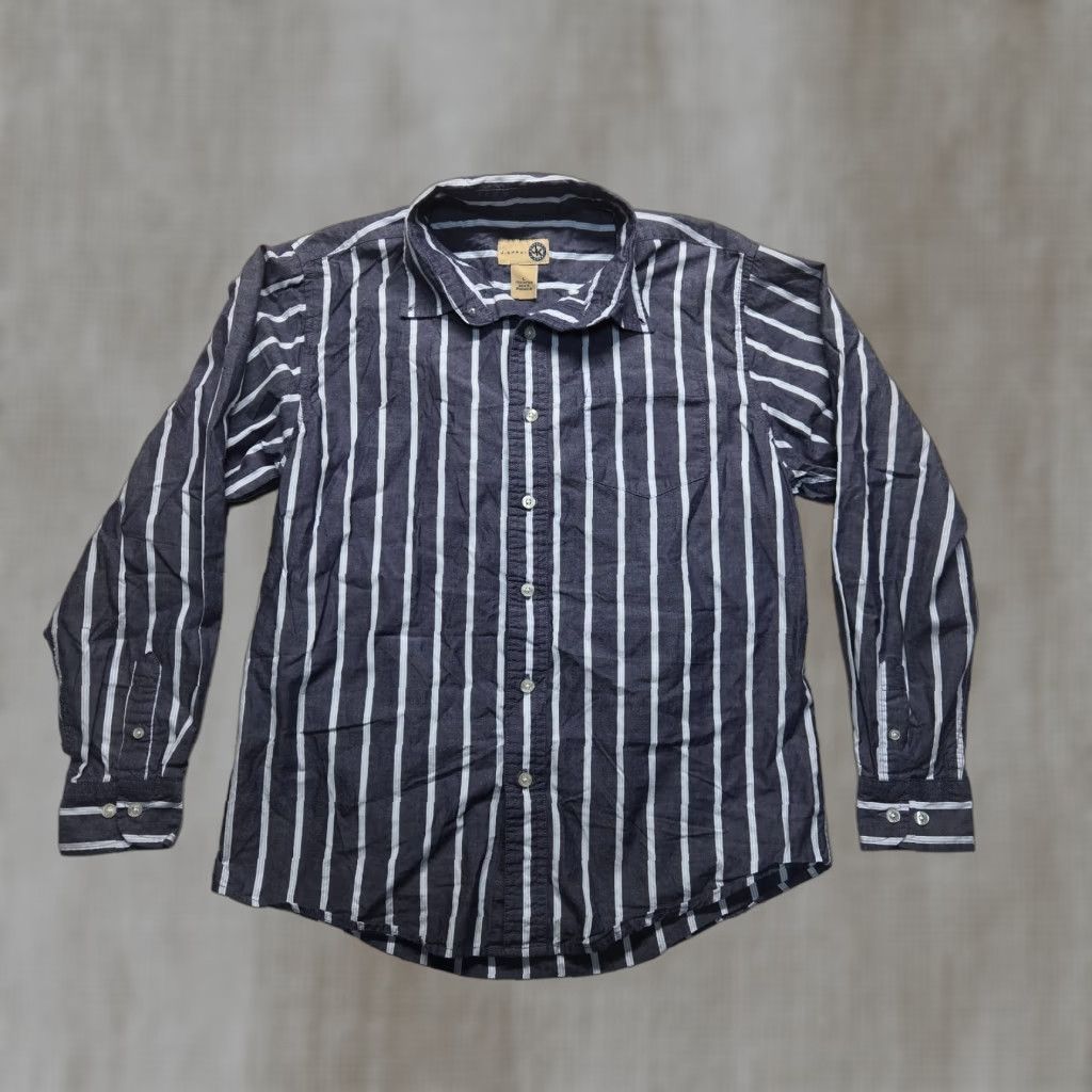 Vintage J. Khaki Gray White Striped Button-Down Up Long Sleeve Shirt Men's L Large Size US L / EU 52-54 / 3 - 1 Thumbnail