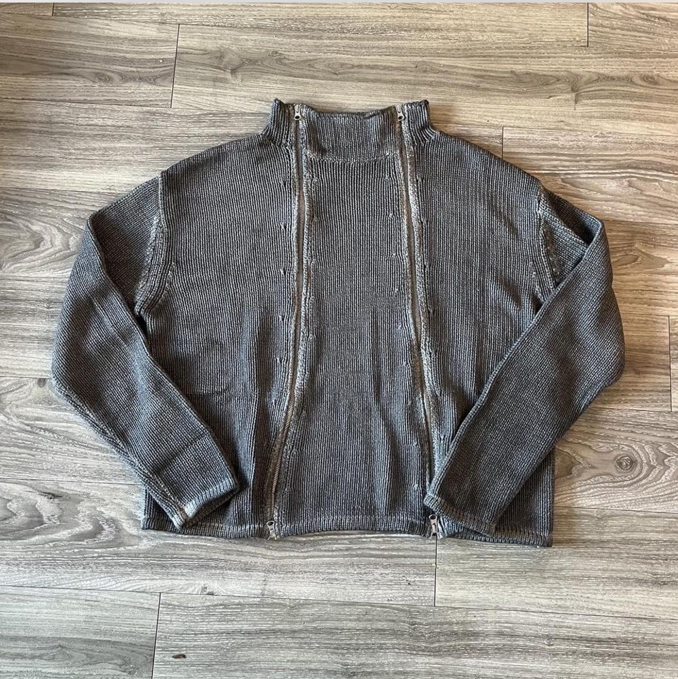K-Two Studios Charcoal Zip up knit. | Grailed
