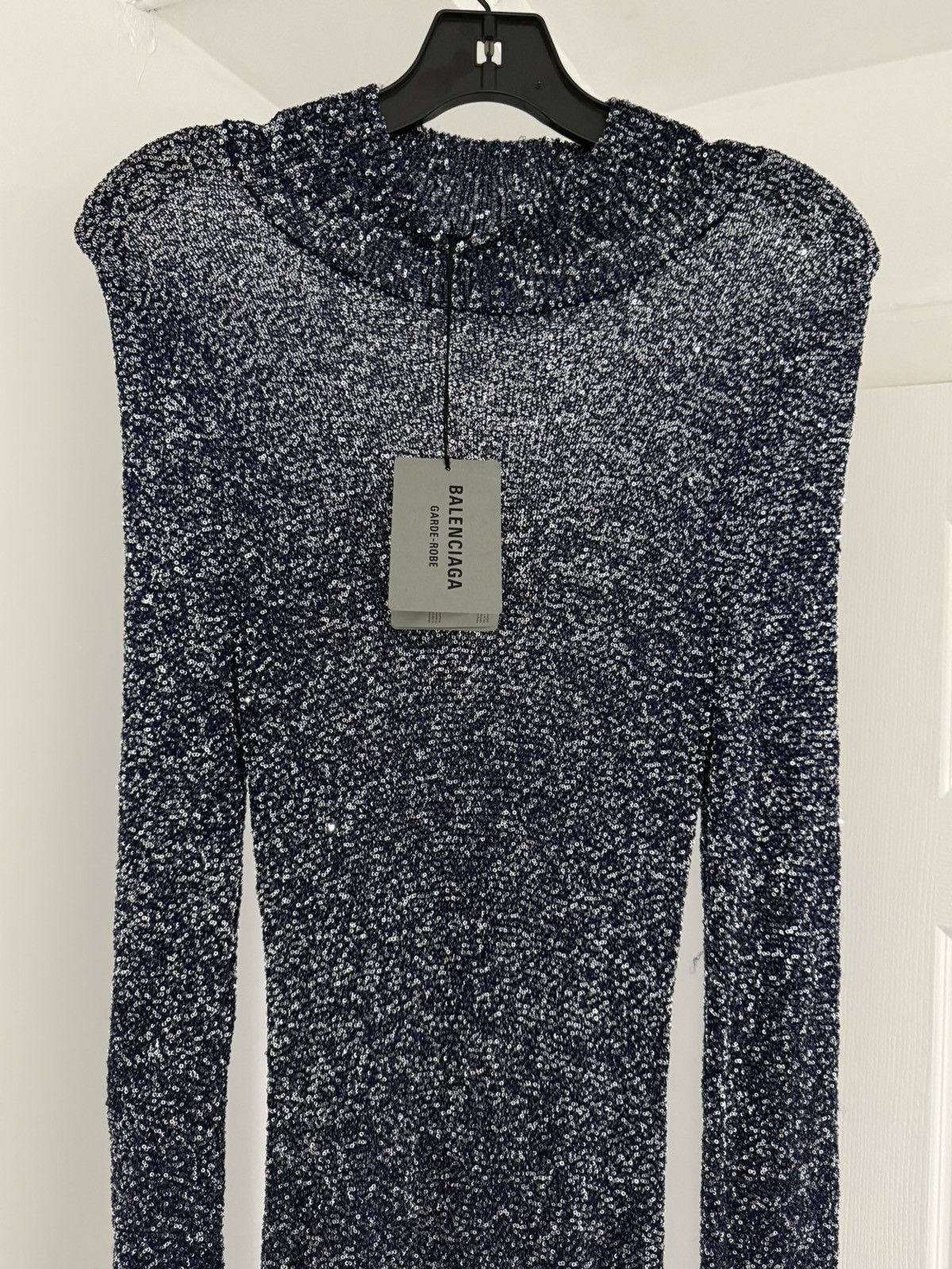 Balenciaga Balenciaga Sequined metallic knit turtle neck maxi dress Size L / US 10 / IT 46 - 3 Thumbnail