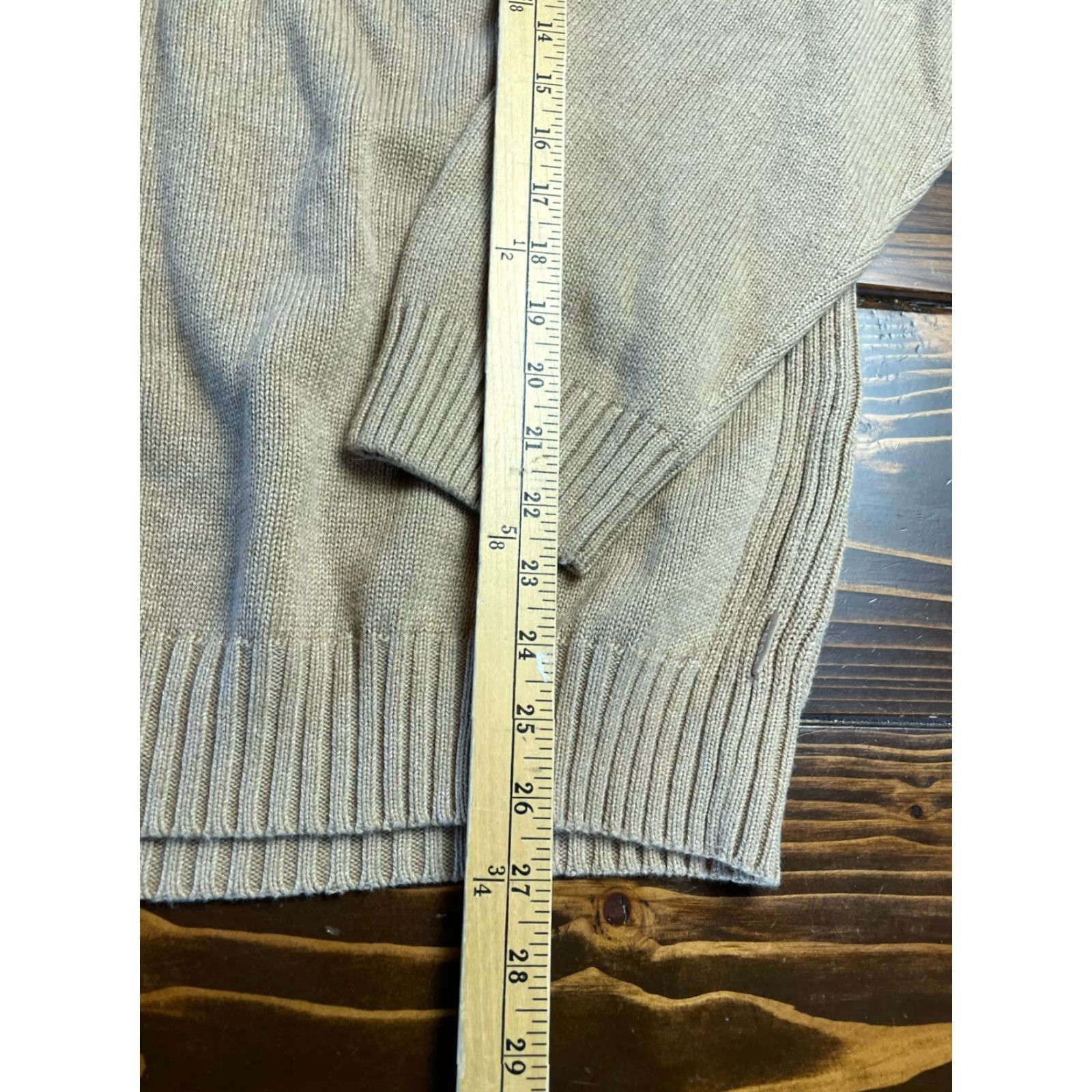 Izod IZOD Sweater Men's XL Tan Pullover 1/4 Zip Up Knit Mock Neck Long Sleeve Solid Brown Size US XL / EU 56 / 4 - 6 Thumbnail