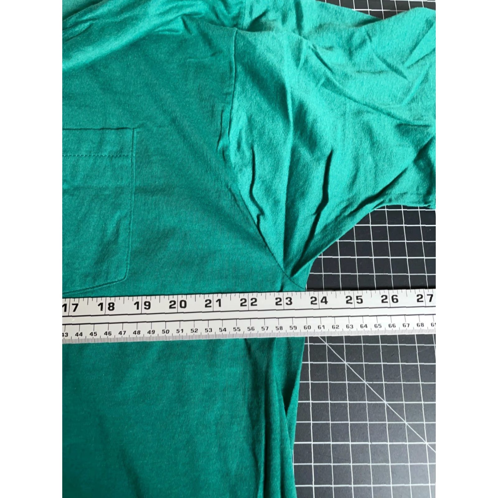 Fruit Of The Loom Vintage Yes Fruit of the Loom 80s Pocket T-Shirt Green 3XL Single Stitch Blank Solid Cotton Jersey Size US XXL / EU 58 / 5 - 5 Thumbnail