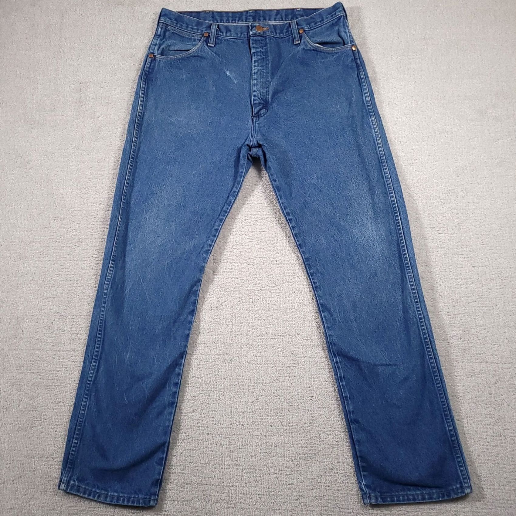 Wrangler VINTAGE Wrangler Cowboy Cut Jeans 13MWZ Original Fit Men 35x32 Hemmed Workwear Blue Denim 5-Pocket Mens Jeans Western Cowboy Size US 35 - 2 Thumbnail