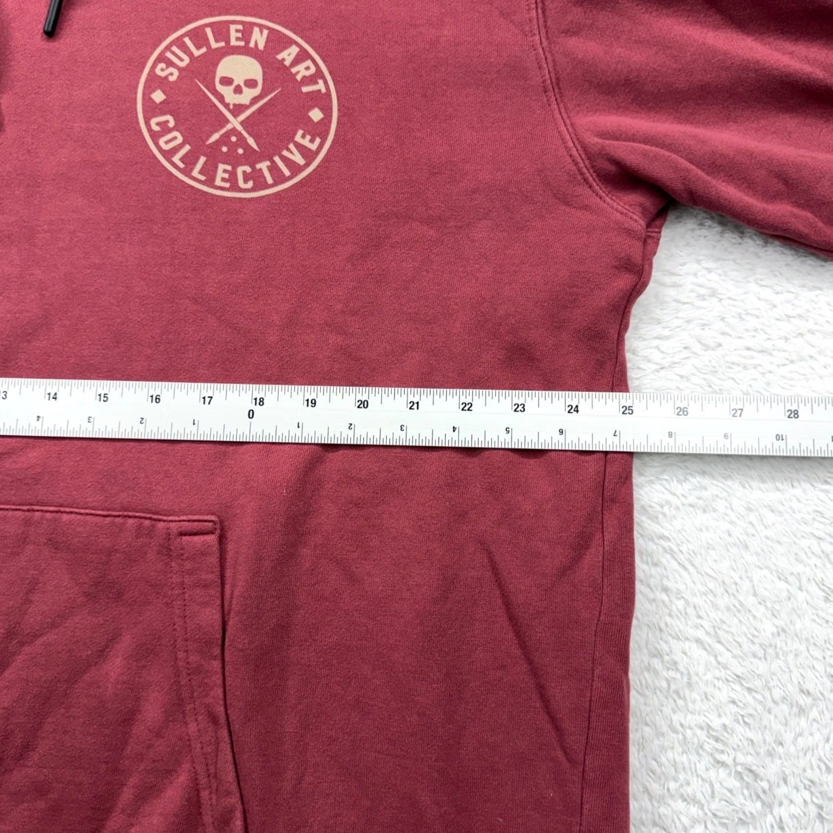 Vintage Sullen Art Collective Mens Burgundy Skull Graphic Hoodie Pullover XL Size US XL / EU 56 / 4 - 5 Thumbnail