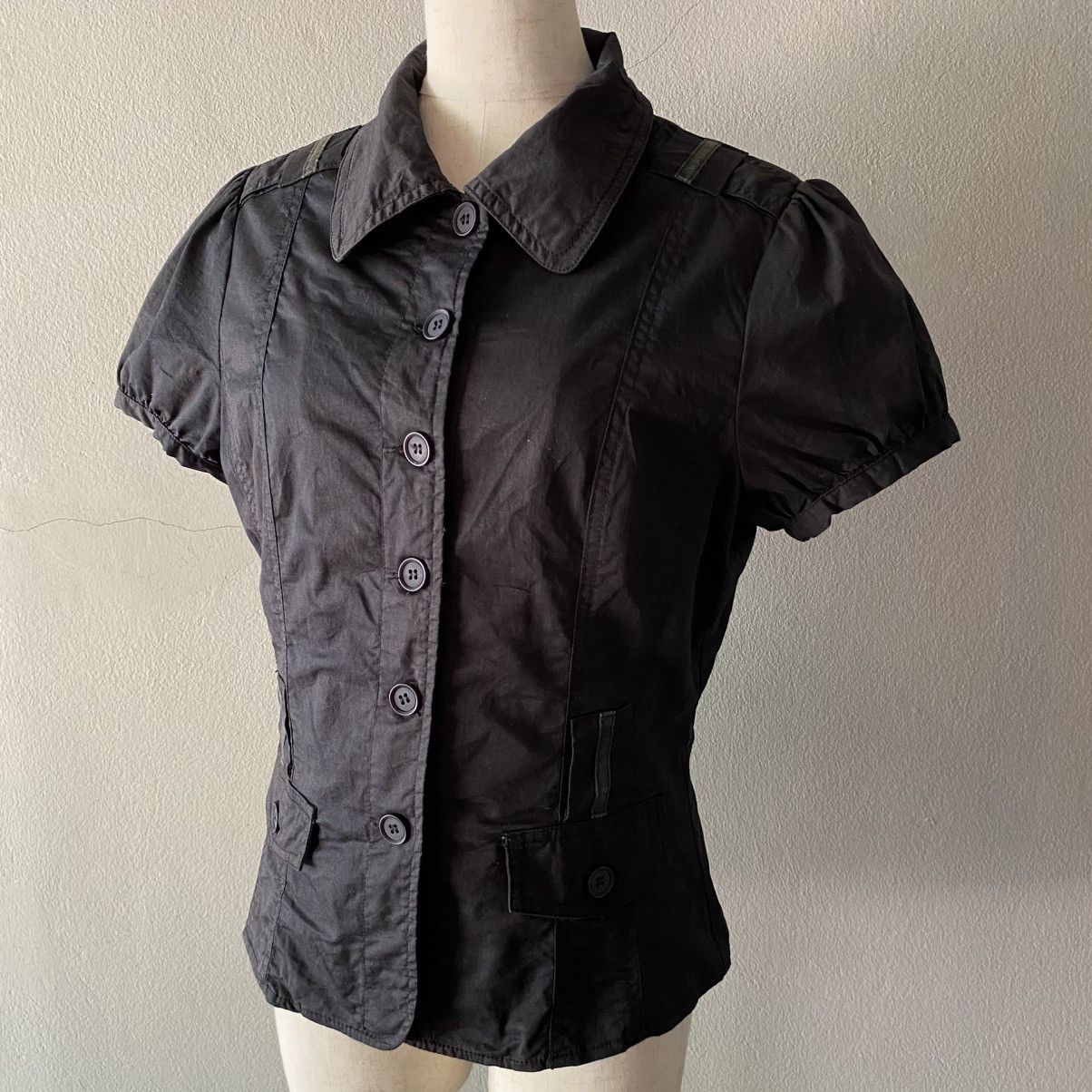 Designer × Japanese Brand USNS GIRLS Black Peter Pan Collar Puff-Sleeve Shirt Size M / US 6-8 / IT 42-44 - 15 Thumbnail