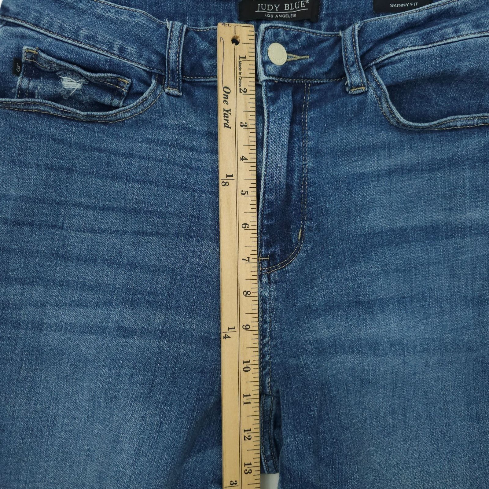 Judy Blue Judy Blue Skinny Jeans 14W High Waist Distressed Frayed Size 31" - 4 Thumbnail