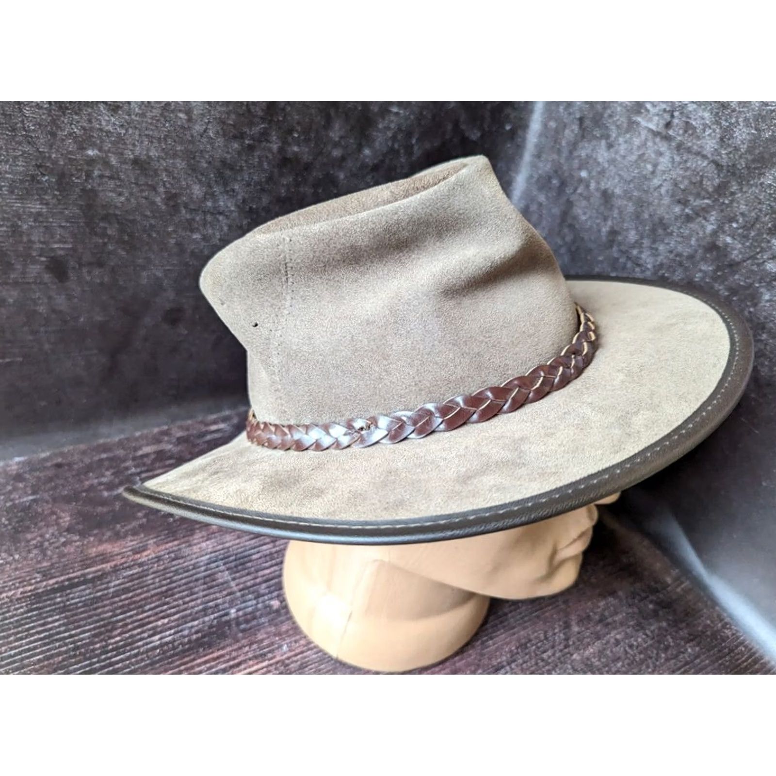 Vintage Urban Trail Cowboy Mens Leather Hat M Brown Size ONE SIZE - 6 Thumbnail