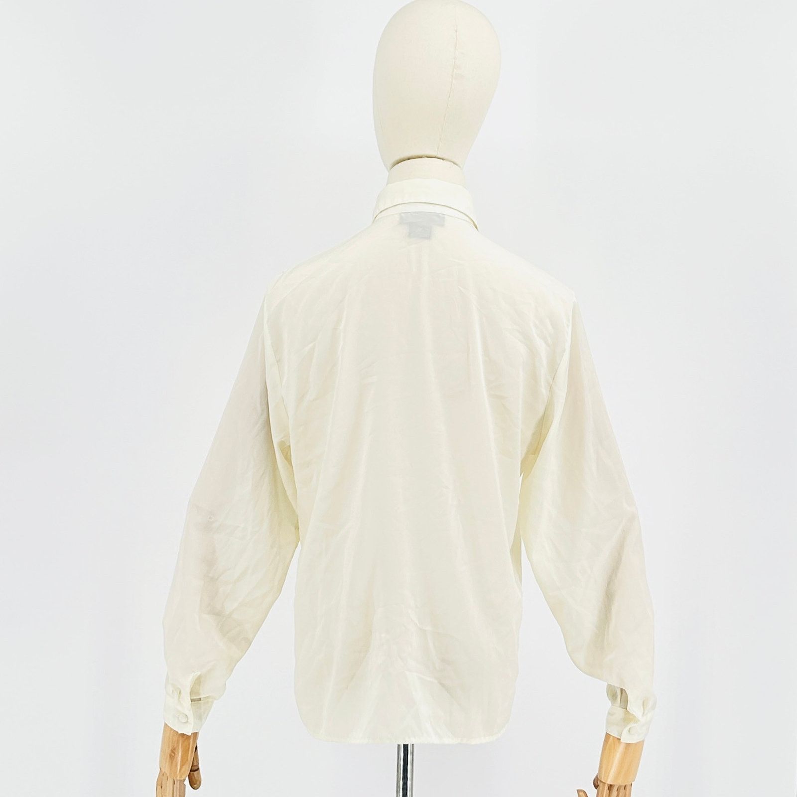 Vintage 80s David Matthew Ivory Button Down w Pleated Detail Size S / US 4 / IT 40 - 4 Thumbnail