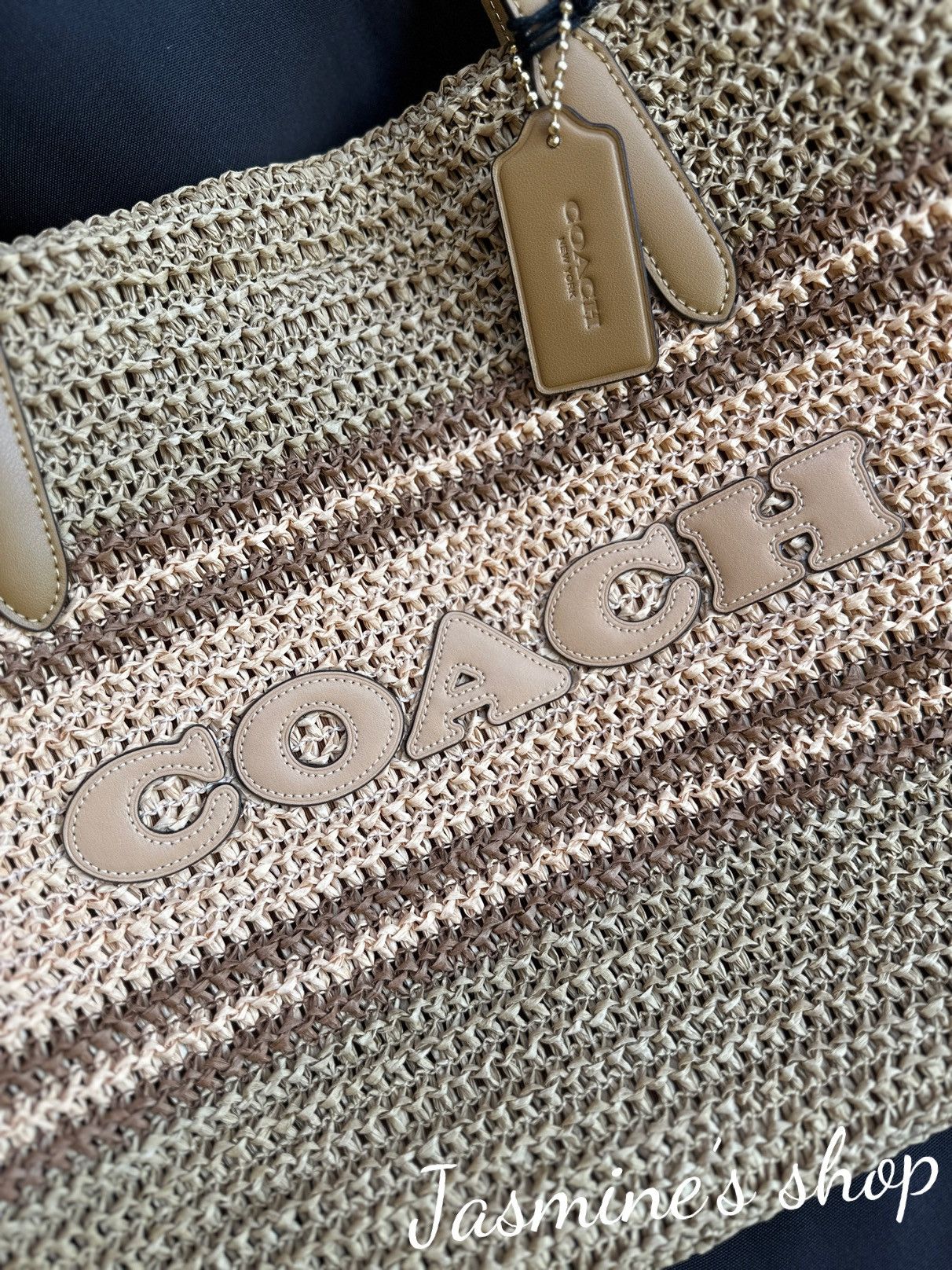 Coach NWT COACH Straw and smooth leather City Tote Bag CBG87 Size ONE SIZE - 7 Thumbnail