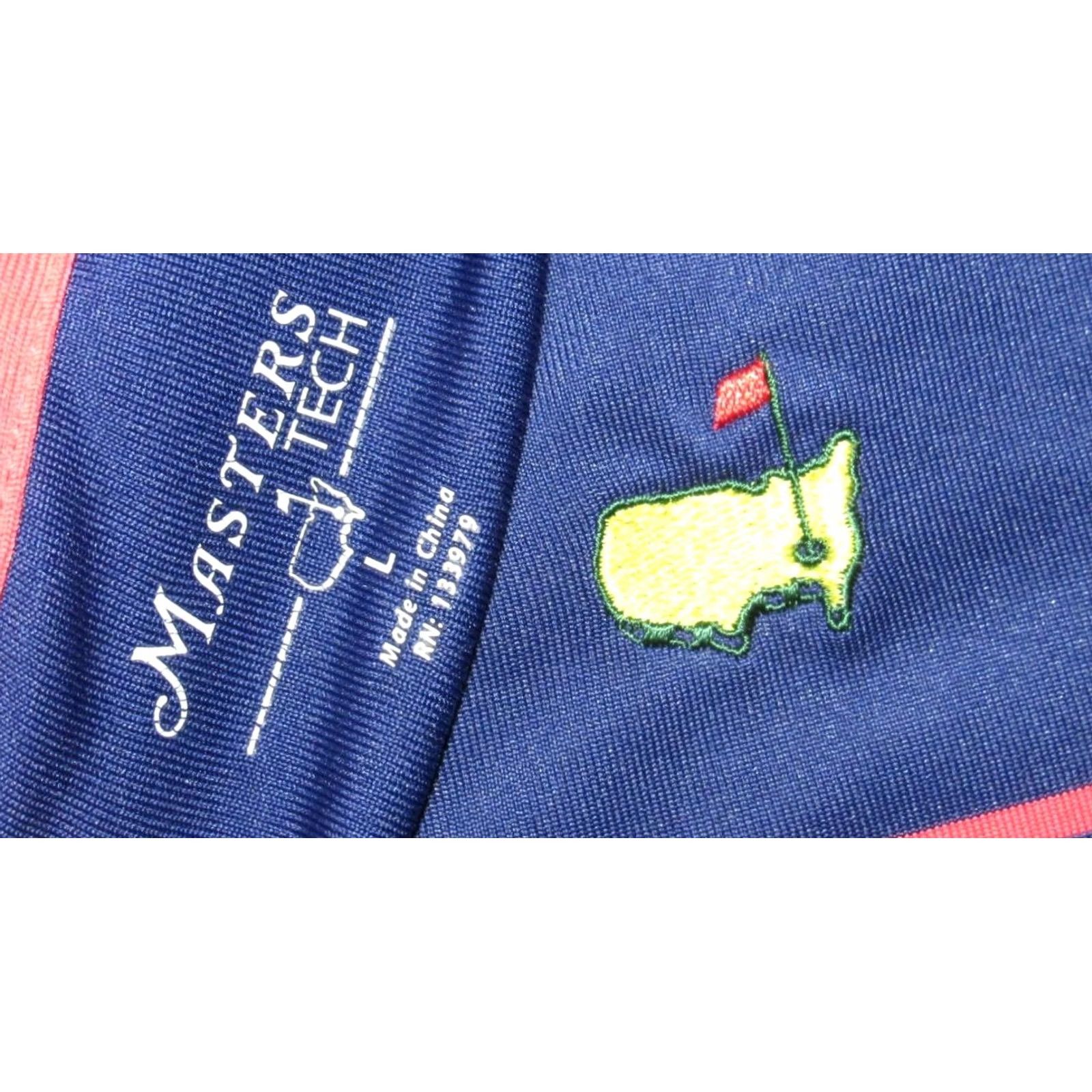 Vintage MASTERS TECH Navy Blue Pink Striped Short Sleeve Polo Shirt Large Mens Size US L / EU 52-54 / 3 - 3 Thumbnail