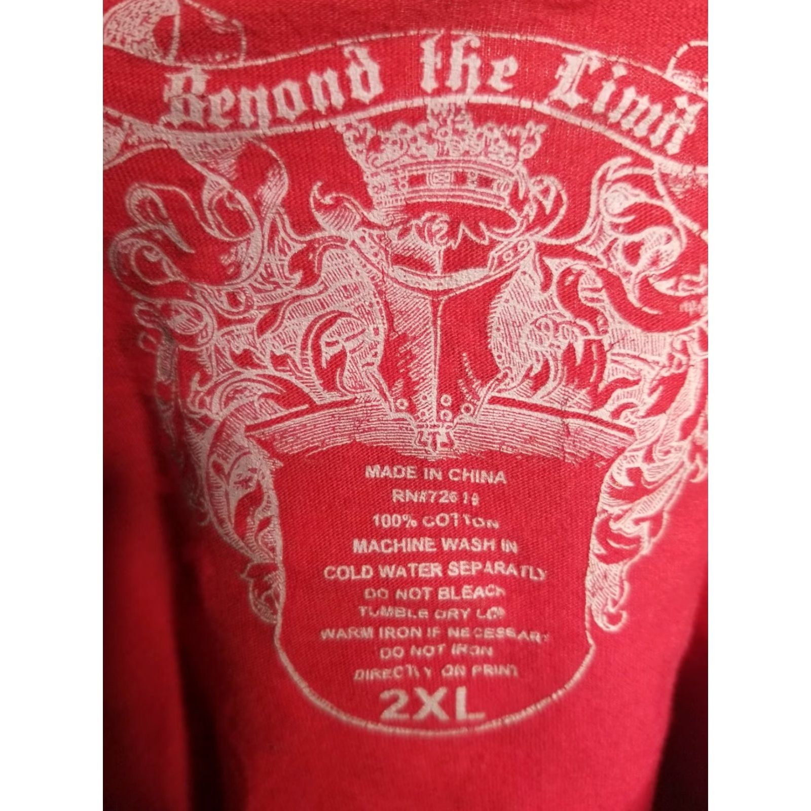 Vintage Beyond The Limit T Shirt Men 2XL Red Embroidered AOP Texas Streetwear Mens Size US XXL / EU 58 / 5 - 3 Thumbnail