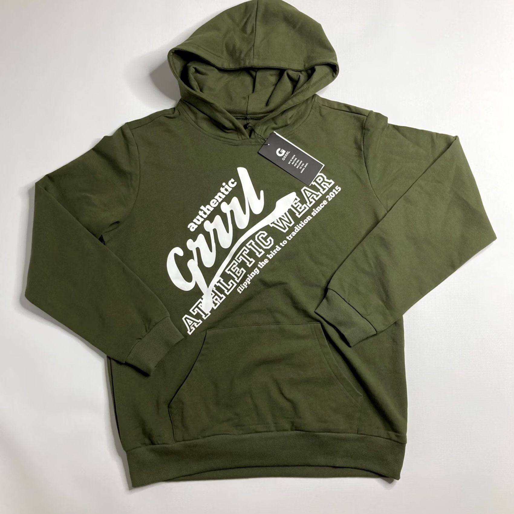 Vintage VINTAGE GRRRL Hoodie Army Green Athletic Wear Victoria Small Front Pocket Spellout NWT Size S / US 4 / IT 40 - 4 Thumbnail