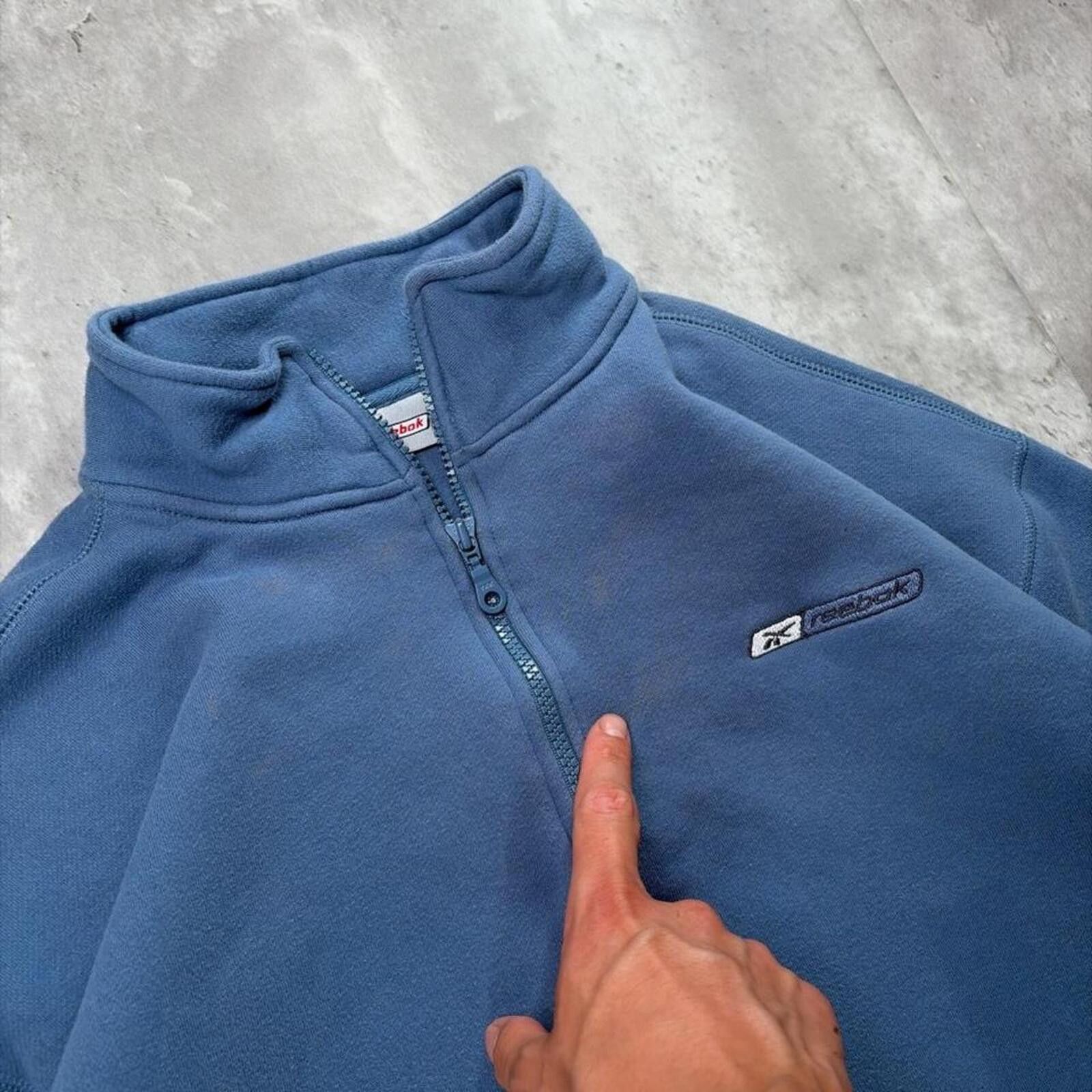 Reebok Vintage Blue Reebok Grunge Quarter Zip Pullover Sweater Size US XL / EU 56 / 4 - 7 Thumbnail