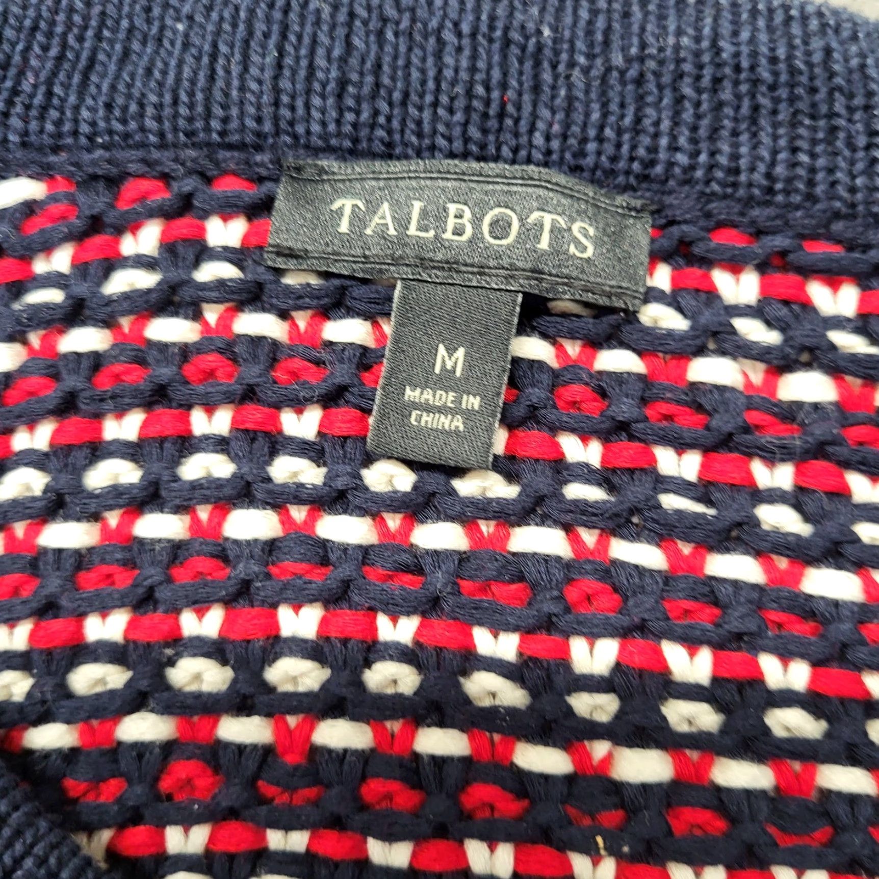 Talbots Talbots Cardigan Sweater Womens Med Red White Blue Pockets Country Club Casual Knit Raglan Sleeve Multicolor Striped All Seasons 3/4 Sleeve Buttons Size M / US 6-8 / IT 42-44 - 2 Thumbnail