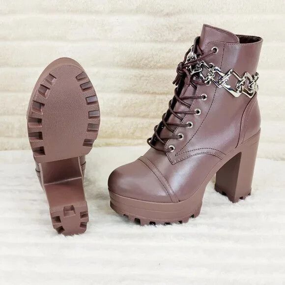 Other Flex Chunky Block Heel Light Weight Ankle Boots Square Chain Size US 8 / IT 38 - 2 Thumbnail