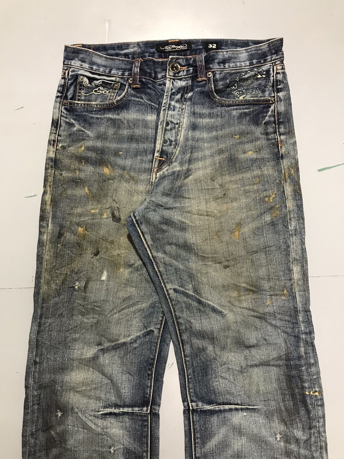 Ed Hardy Vintage ed hardy skull fire embroidered denim Size US 32 / EU 48 - 5 Thumbnail