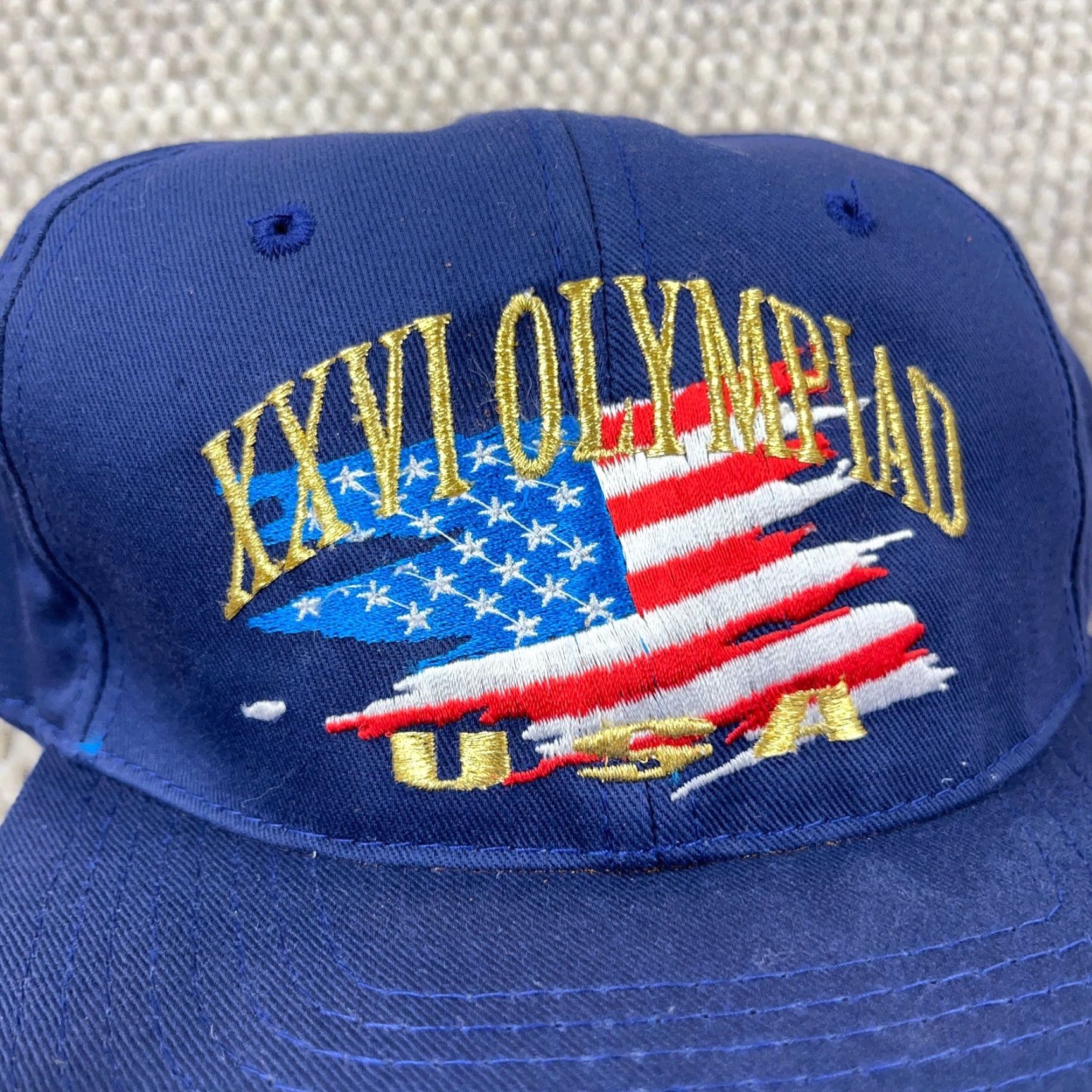 Hanes VINTAGE Olympics Snapback Hat Cap 1996 Atlanta 90s USA Flag Blue Mens One Size Size ONE SIZE - 2 Thumbnail