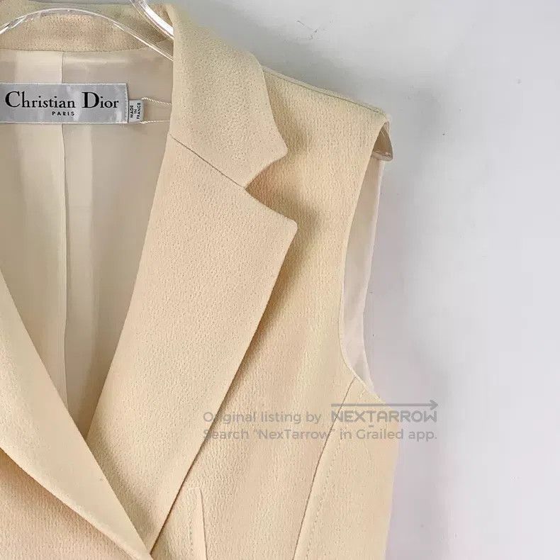 Dior Dior Beige wool lapel single-breasted sleeveless dress Size XS / US 0-2 / IT 36-38 - 3 Thumbnail