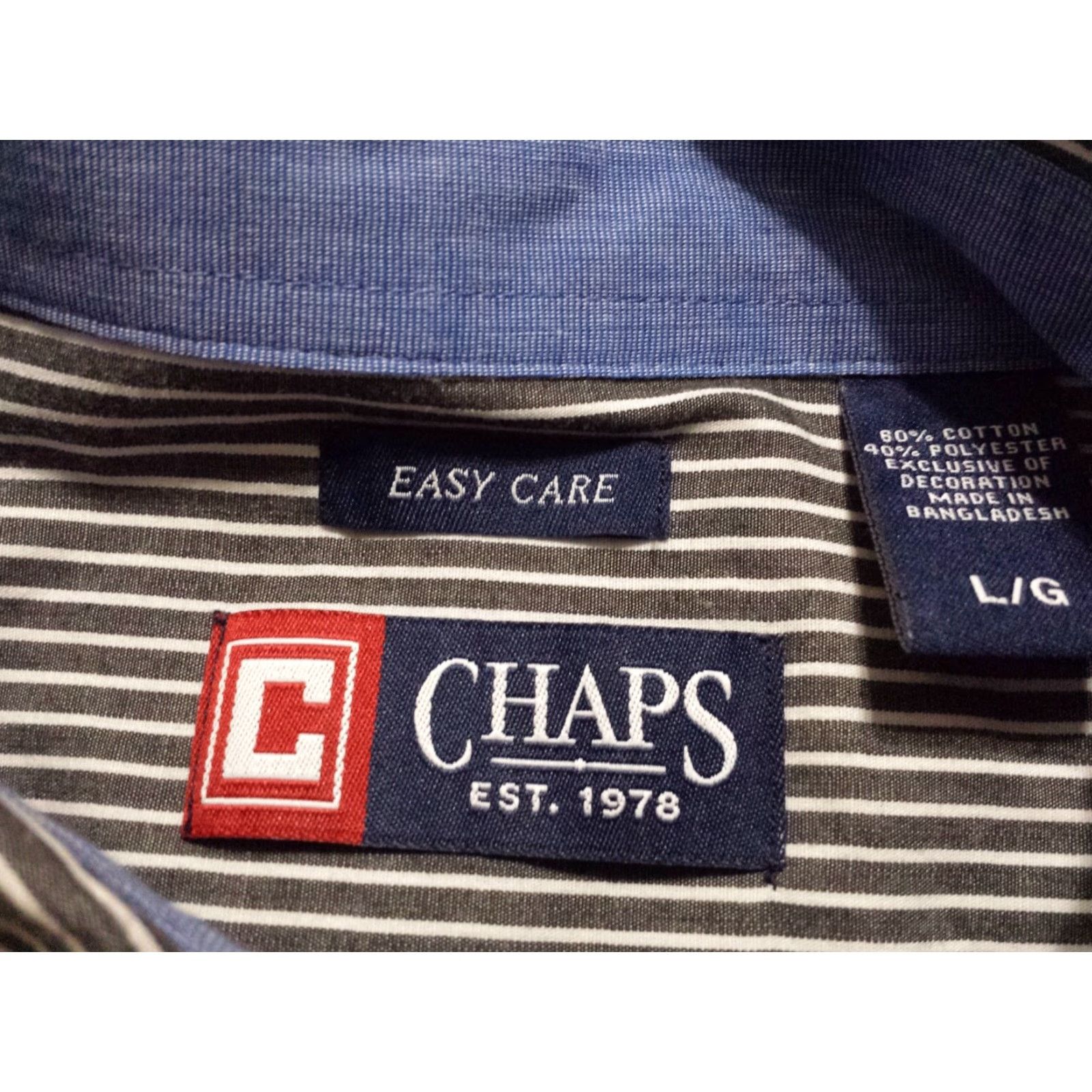 Chaps Ralph Lauren Chaps Shirt Mens Large Gray Striped Long Sleeve Button-Down Size US L / EU 52-54 / 3 - 5 Thumbnail