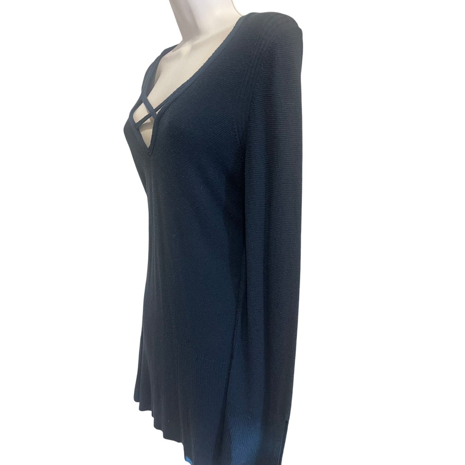 Free People FREE PEOPLE Navy Crisscross Knit Dress Tunic Size M / US 6-8 / IT 42-44 - 2 Thumbnail