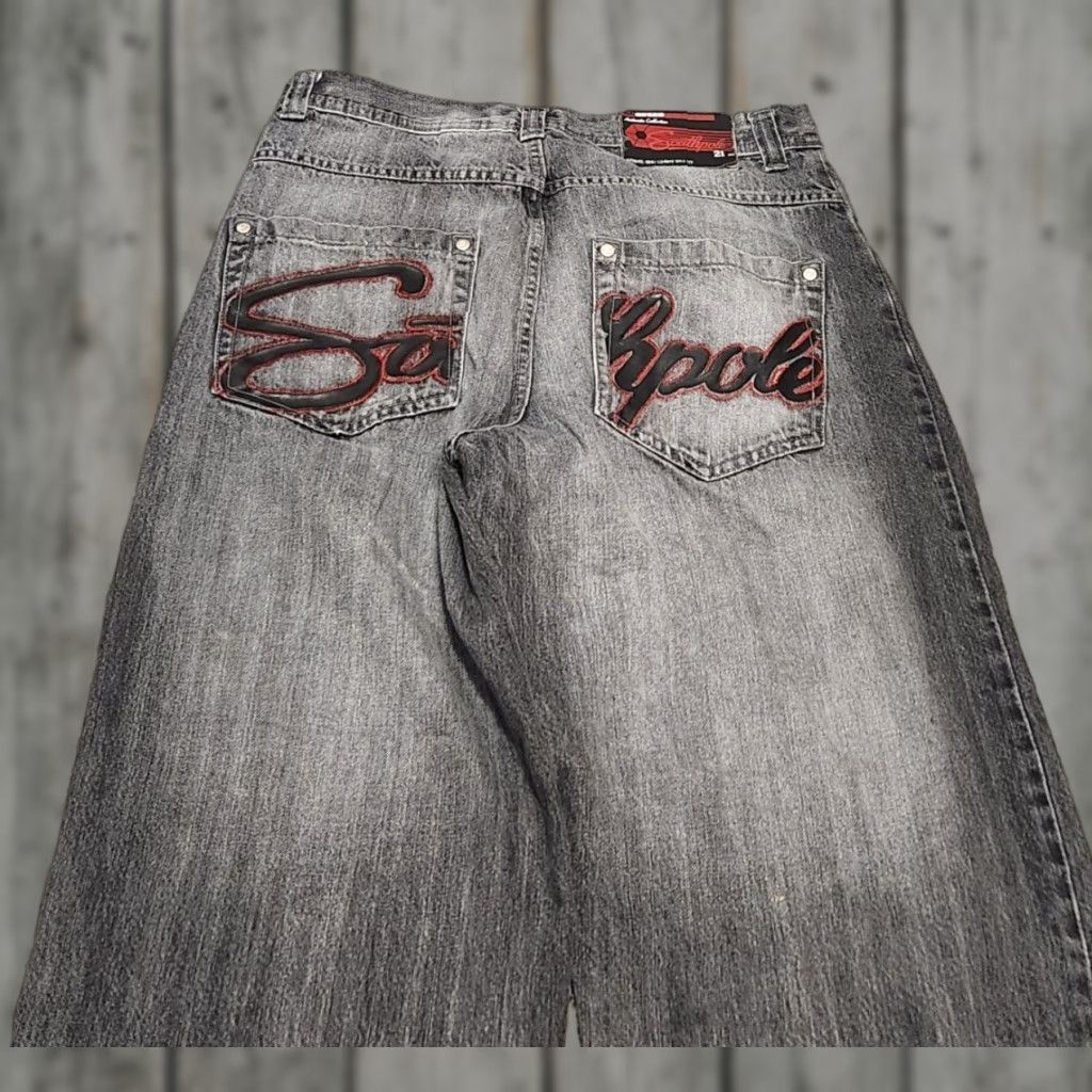 Southpole VINTAGE Southpole Baggy Jeans 34x30 Black Embroidered Jinco Style Men Jeans 34 Mens Retro Rare Back SPELL-OUT Size US 34 / EU 50 - 1 Thumbnail