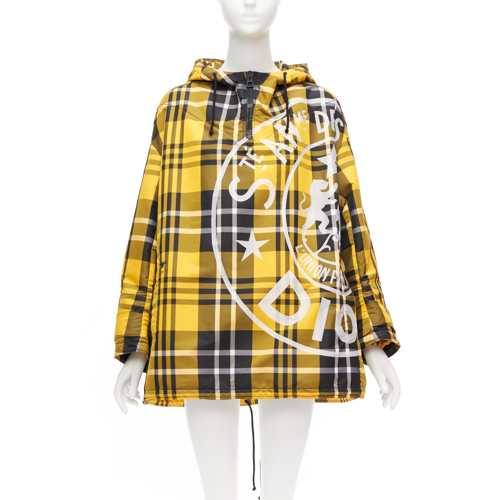 Dior CHRISTIAN DIOR 2022 Runway yellow tartan half zip hooded nylon popover XS Size S / US 4 / IT 40 - 1 Thumbnail