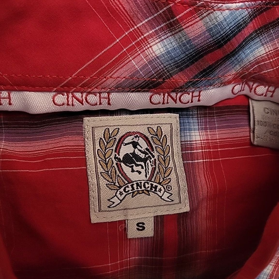 Vintage Cinch Shirt Mens Small Red Plaid Long Sleeve Button Down Western Cowboy Casual Size US S / EU 44-46 / 1 - 4 Thumbnail