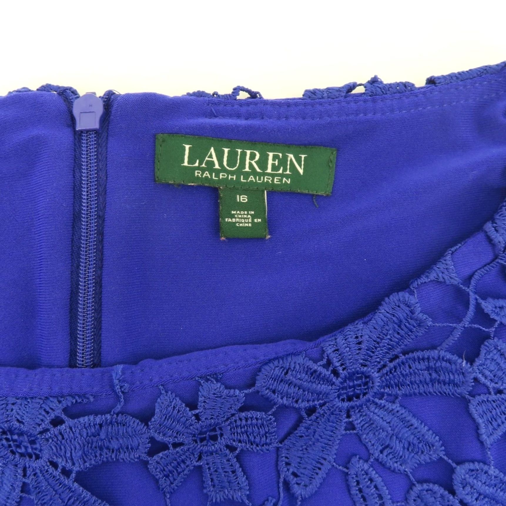 Ralph Lauren Lauren Ralph Lauren Women Dress 16 Blue Crochet Floral Sheath Sleeveless Party/Cocktail Casual Size 16 Blue Floral Lace Knee Length Size XXL / US 16-18 / IT 52-54 - 6 Thumbnail