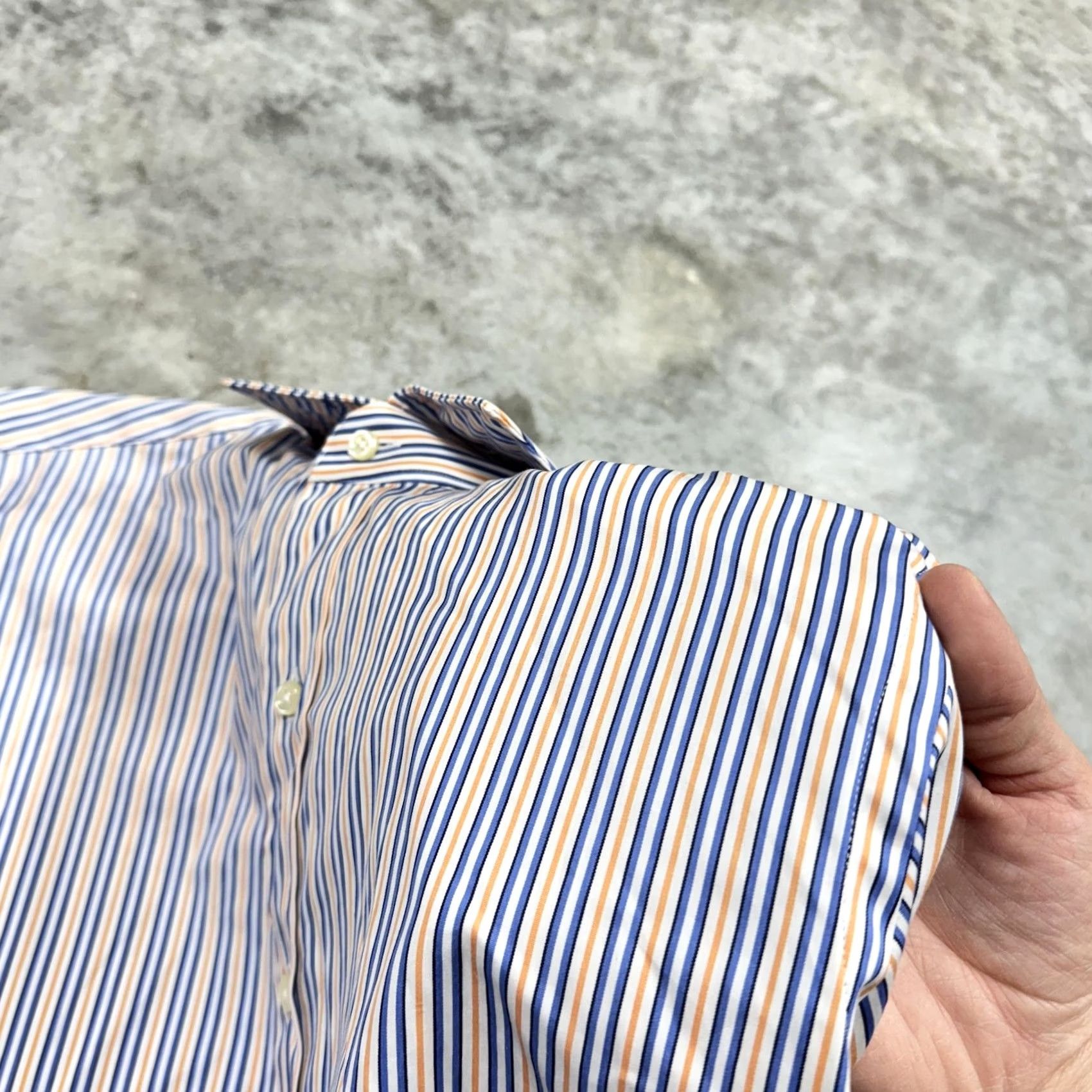 Polo Ralph Lauren Polo Ralph Lauren Shirt Mens 15.5 35 White Blue Orange Stripe Regent Custom Fit Shirt Size US L / EU 52-54 / 3 - 3 Thumbnail