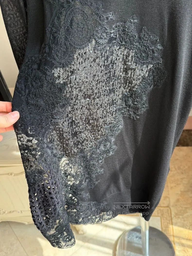 Maison Margiela Black Lace Knit Top Size 40. Size US L / EU 52-54 / 3 - 2 Thumbnail