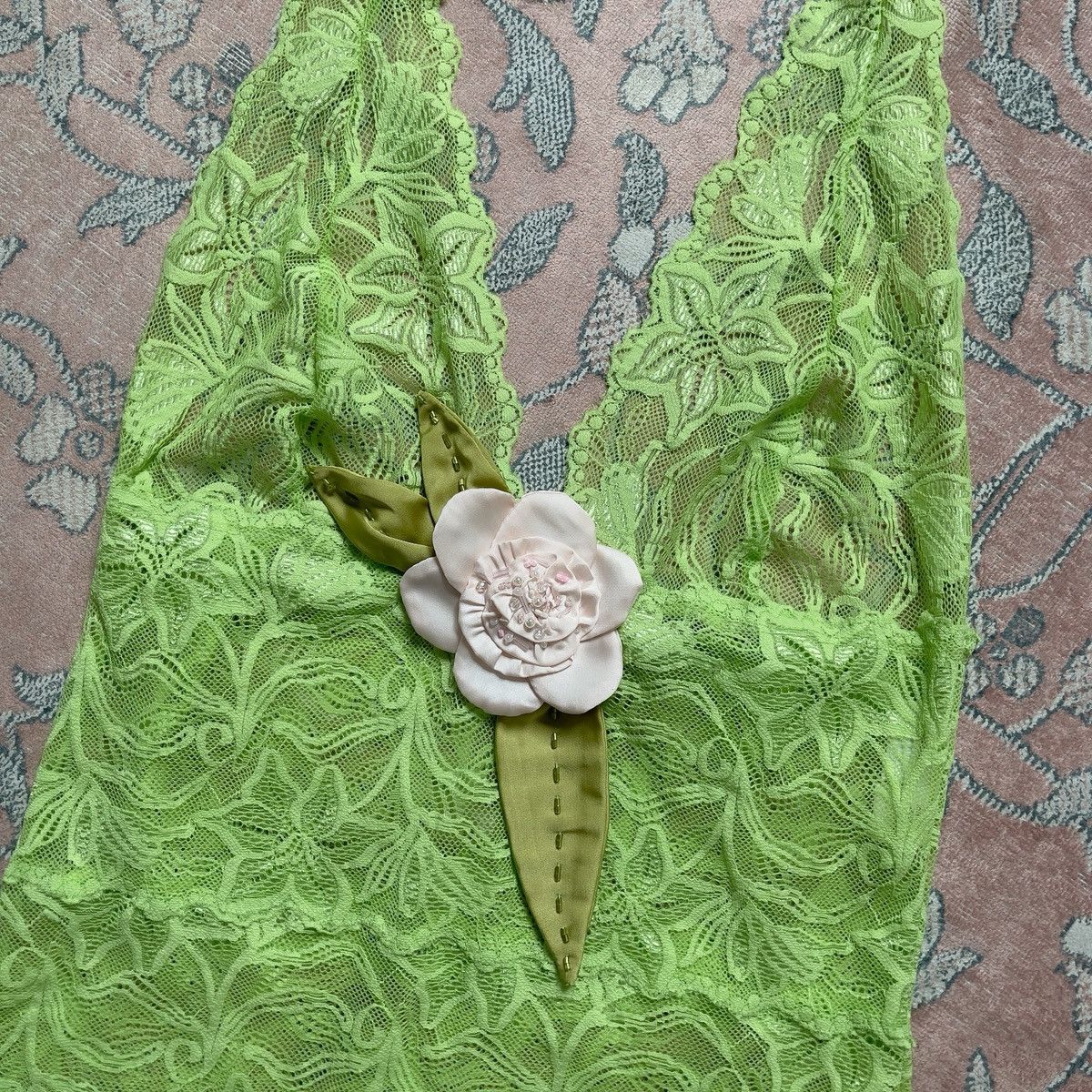 Other Romantic Y2K Lime Green Lace Sheer Halter Camisole (M) Size M / US 6-8 / IT 42-44 - 10 Thumbnail