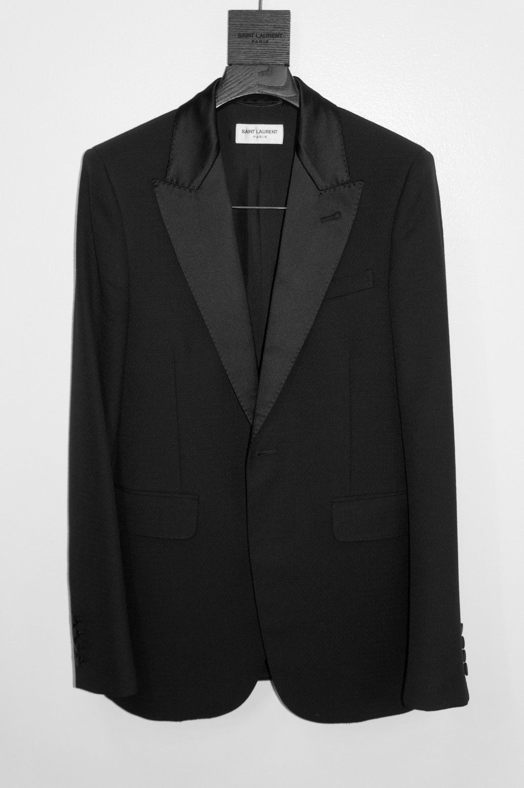 image of Hedi Slimane x Saint Laurent Paris Fw16 Hedi 70’S Le Smoking Jacket Size 42 in Black, Men's