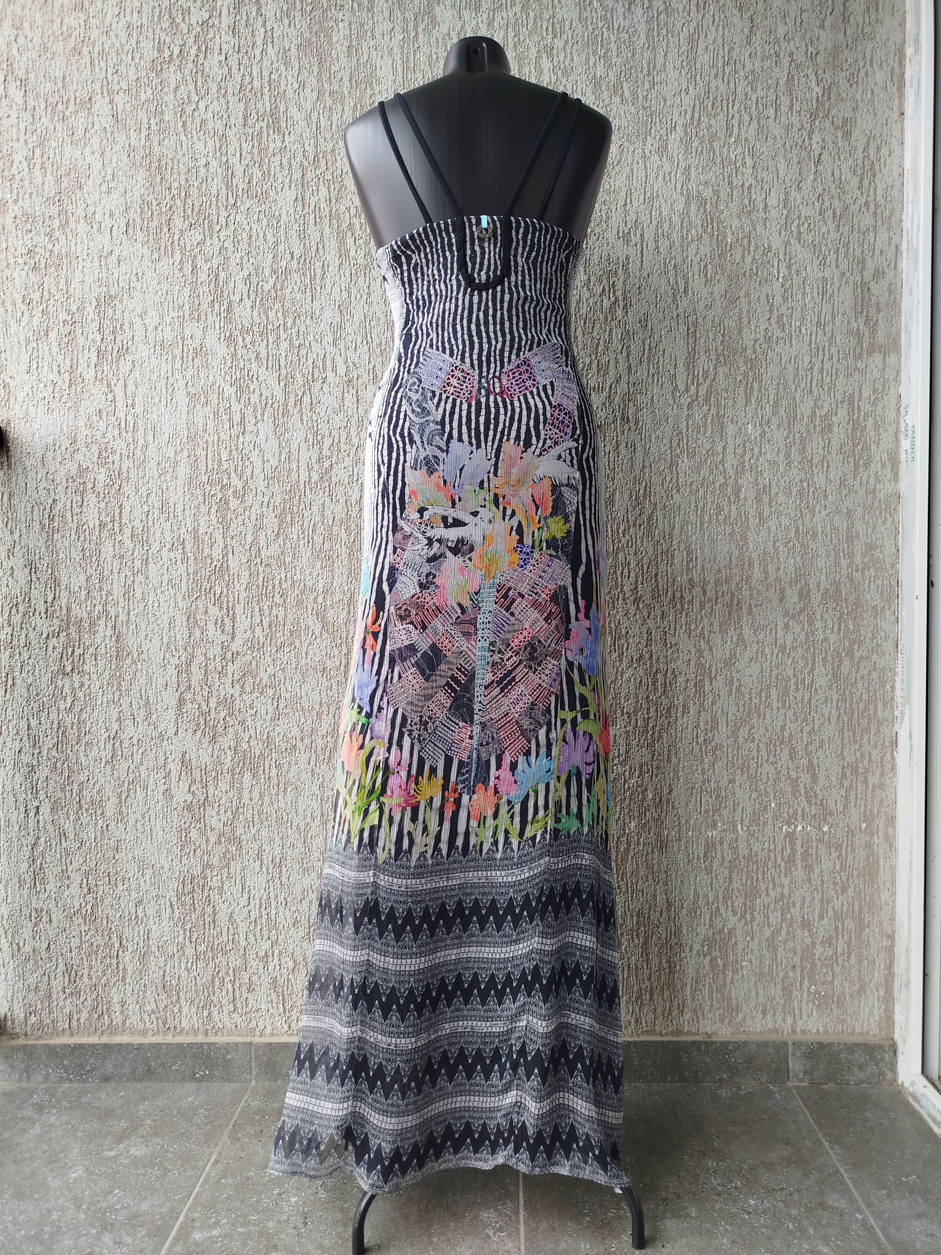Jean Paul Gaultier Save The Queen Maxi Dress Graphic Floral Chiffon Silk Lined Size M / US 6-8 / IT 42-44 - 6 Thumbnail