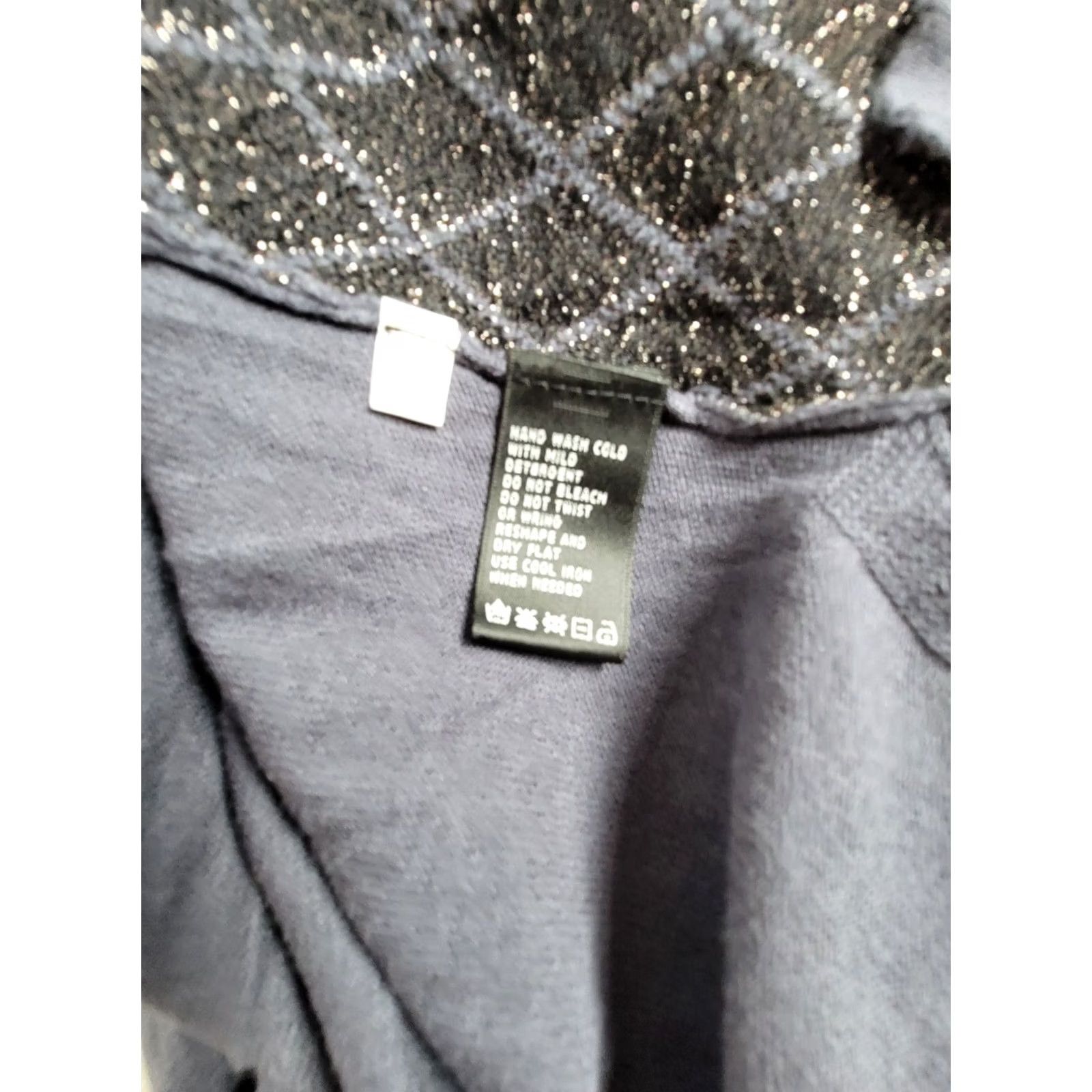 Vintage August Silk Womens Tunic Top M Dark Gray Metallic Diamond Pattern Knit Shirt Size M / US 6-8 / IT 42-44 - 5 Thumbnail