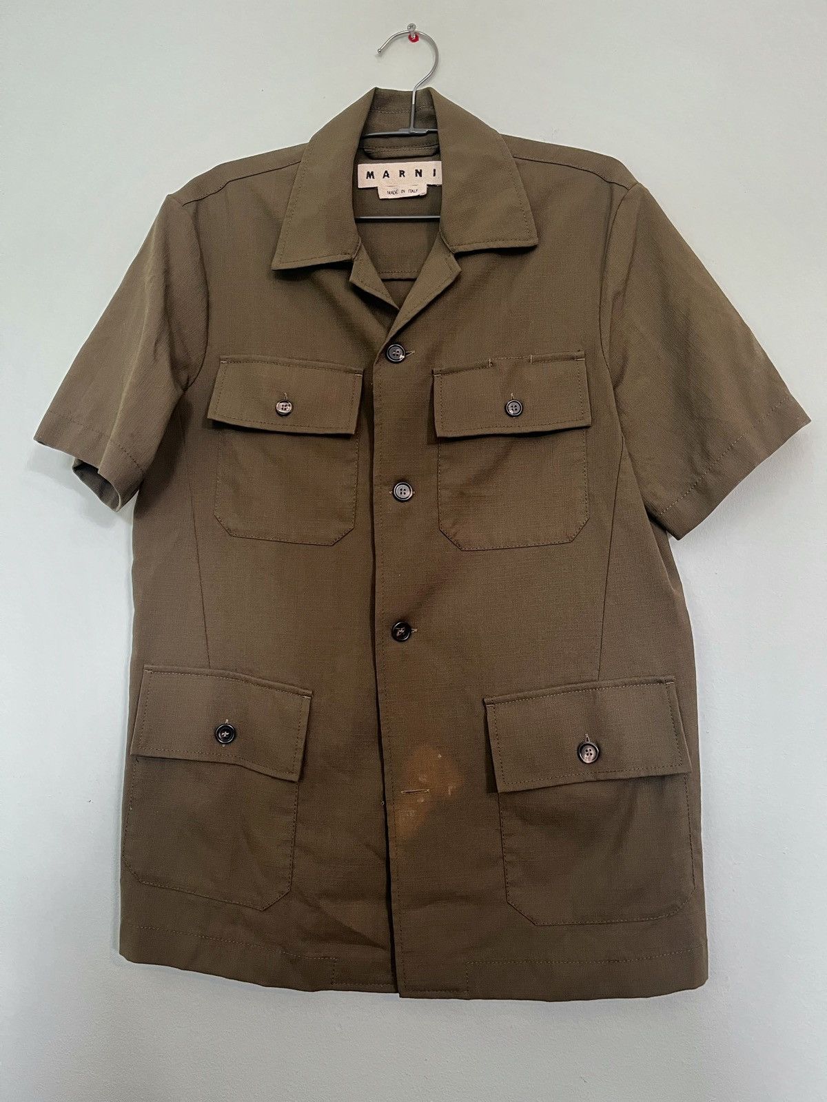 Marni Marni Olive Virgin Wool Ripstop Utility Shirt 48 Italy Size US S / EU 44-46 / 1 - 1 Thumbnail