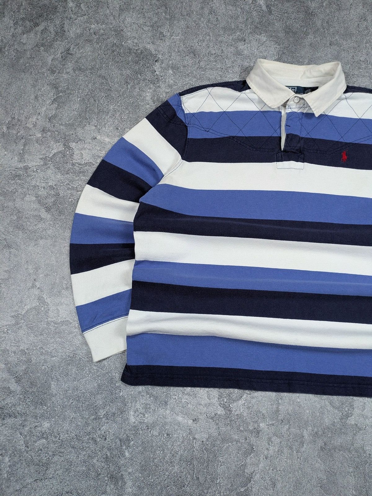 Polo Ralph Lauren Vintage Polo Ralph Lauren Striped Long Sleeve Rugby Polo Size US XXL / EU 58 / 5 - 3 Thumbnail
