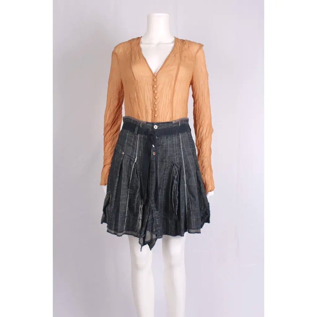 Marithe + Francois Girbaud Marithé François Girbaud Pleated Denim Stripe Skirt Size 25" / US 0 / IT 36 - 1 Thumbnail