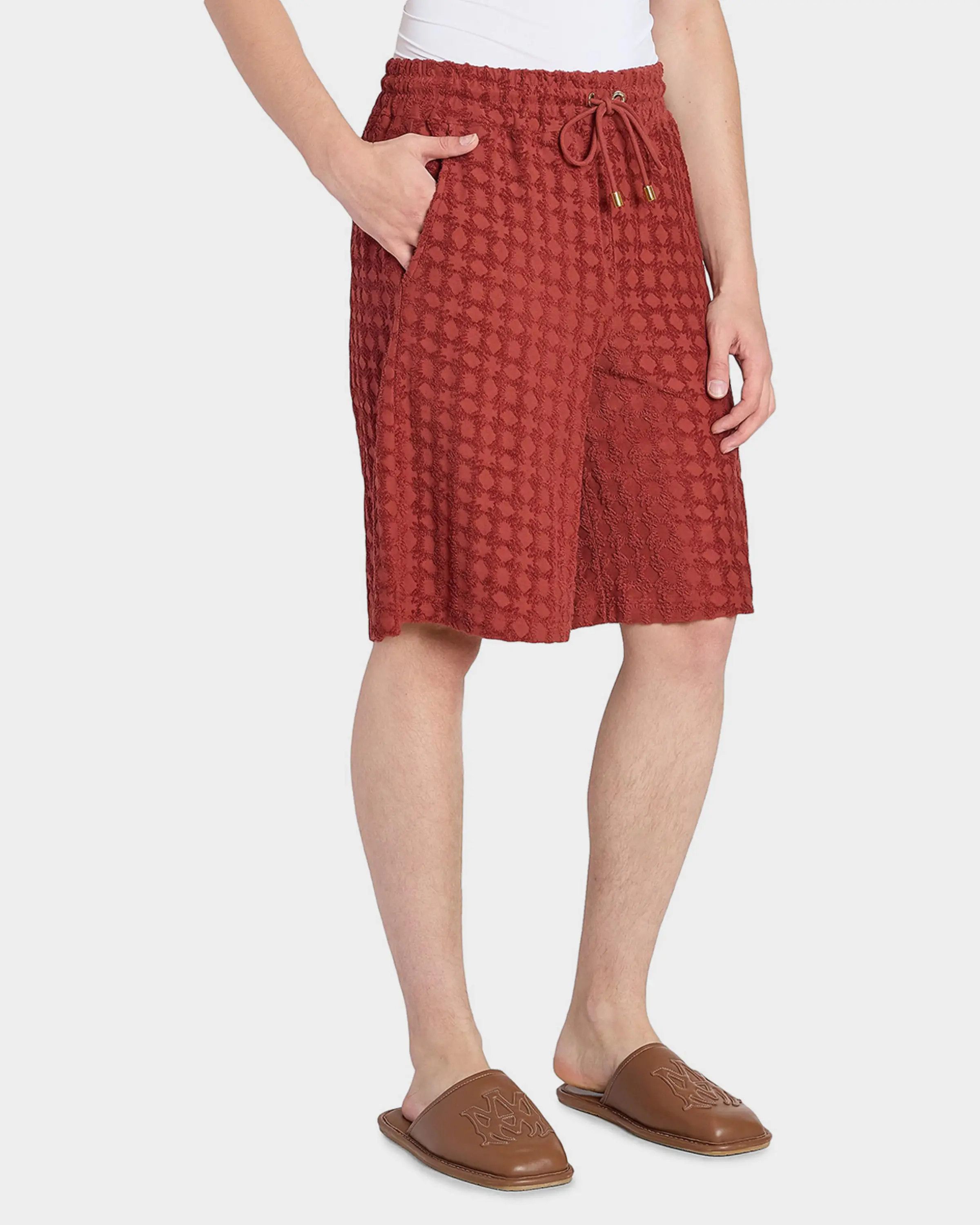 Amiri os11x0526 MA Chateau Toweling Drawstring Shorts in Burgundy Size US 30 / EU 46 - 5 Thumbnail