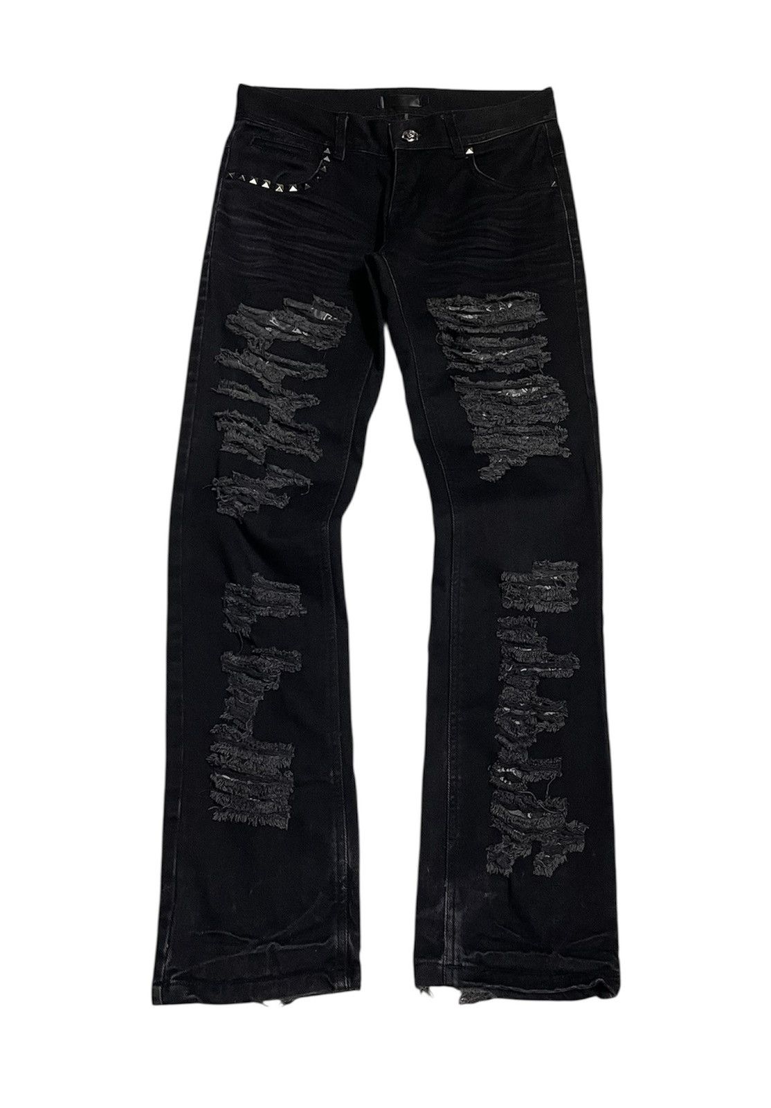 If Six Was Nine THEBLACKGENE Japan Studded Distressed Jeans Size US 29 - 1 Thumbnail