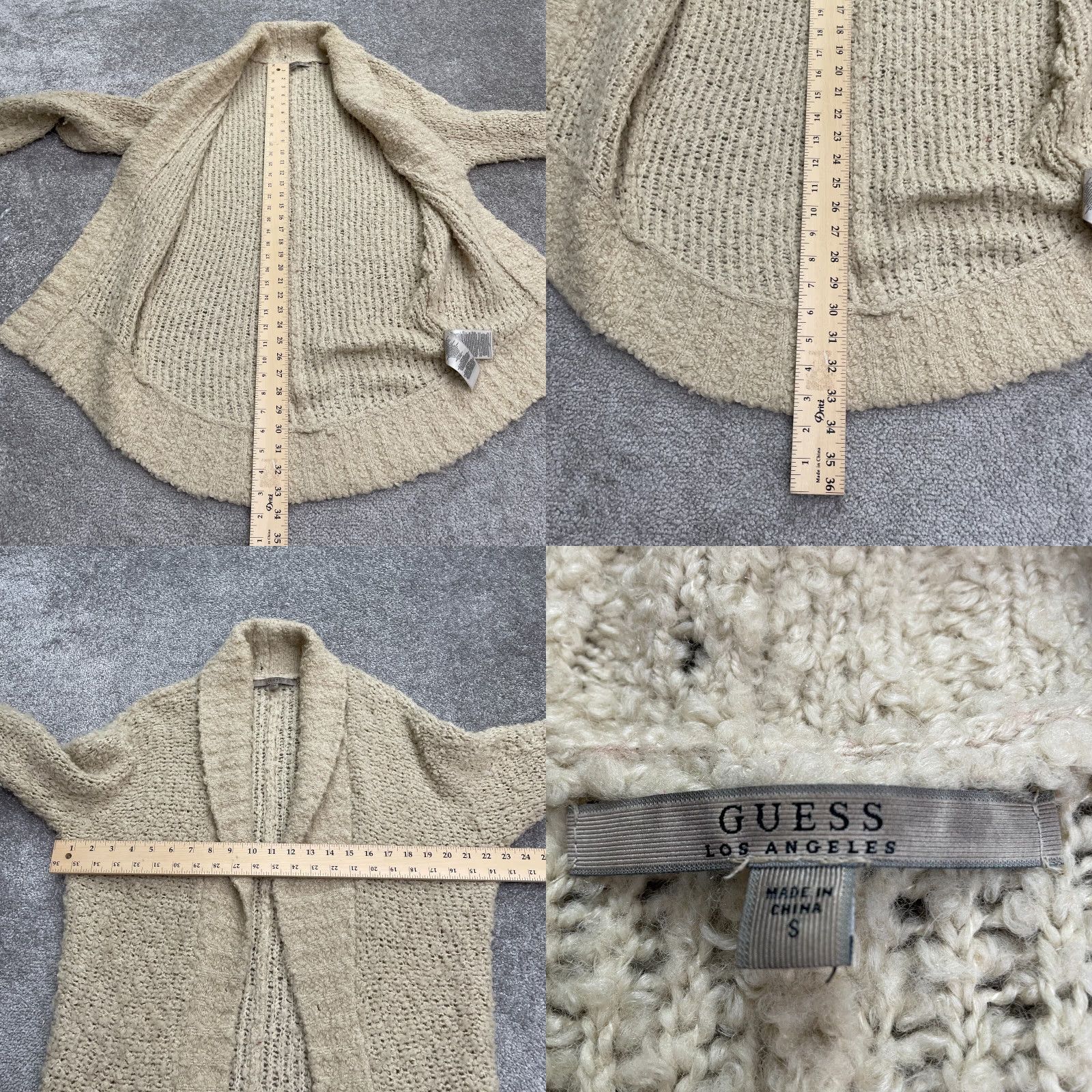 Guess GUESS Open-Knit Cardigan Sweater Womens Small Beige 100% Acetate Solid Knit All Seasons Casual Travel Workwear Womens Size S / US 4 / IT 40 - 8 Thumbnail