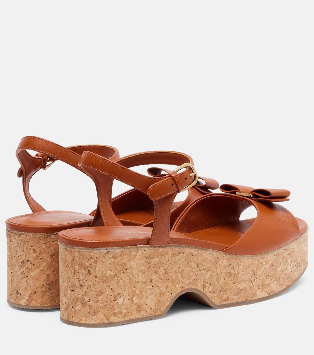 Salvatore Ferragamo o1s1rm0526 Selna Leather Wedge Sandals in Brown Size US 10 / IT 40 - 3 Thumbnail