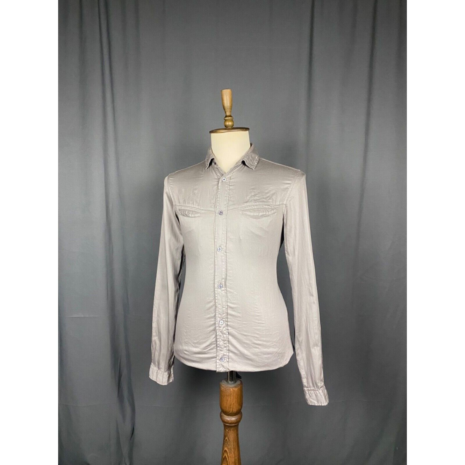 Prada Men's Khaki Gray Longsleeve Shirt Size 40